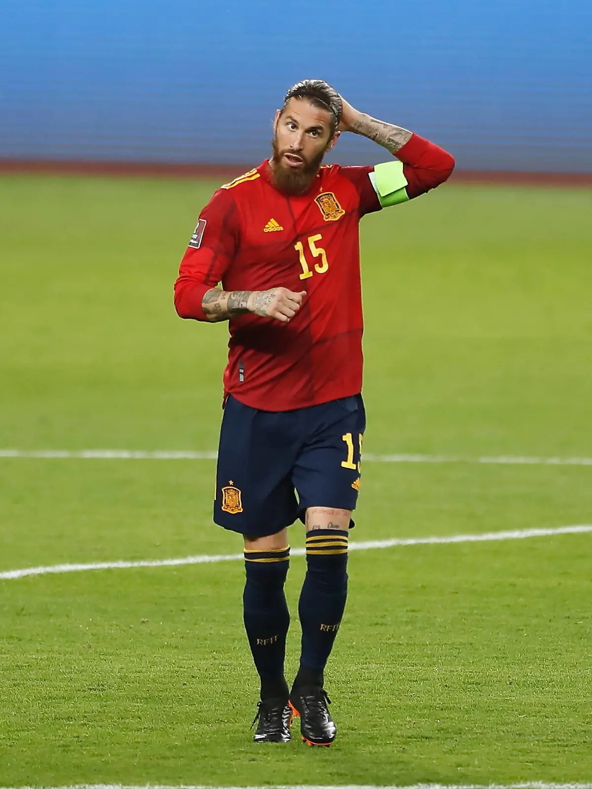  Sergio Ramos ESP, MARCH 31, 2021 - Football / Soccer : 2022 FIFA World Cup, WM, Weltmeisterschaft, Fussball European Qualifying round Group B Matchday 3 between Spain 3-1 Kosovo at the Estadio La Cartuja De Seville in Sevilla, Spain. Noxthirdxpartyxsales PUBLICATIONxNOTxINxJPN 0116287414st