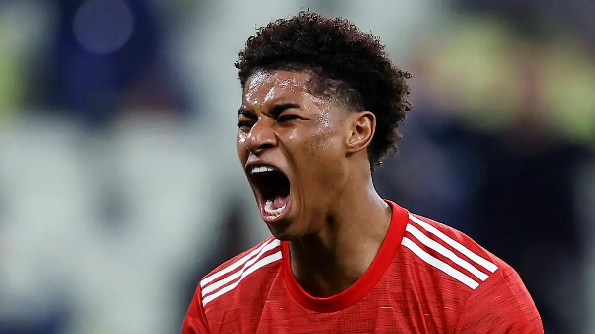 Soccer Football - Europa League Final - Villarreal v Manchester United - Polsat Plus Arena Gdansk, Gdansk, Poland - May 26, 2021 Manchester United's Marcus Rashford reacts Pool via REUTERS/Kacper Pempel     TPX IMAGES OF THE DAY
