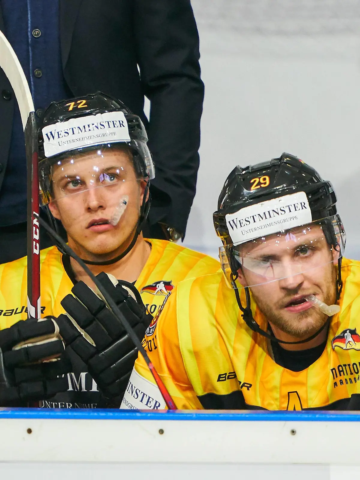 NHL Eishockey Herren USA Pro Player Leon DRAISAITL, DEB 29 (Edmonton Oilers) NHL Player Dominik KAHUN, DEB 72 (Chicago Blackhawks) GERMANY - AUSTRIA 2-3 Ice hockey Eishockey Euro Hockey Challenge in Regensburg, Germany, April 25, 2019, Season 2018/2019, Deutschland, Österreich Photographer: Peter Schatz  
