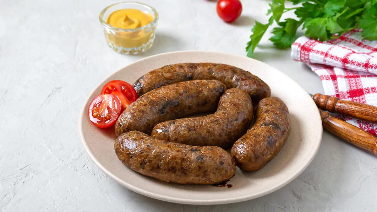 Vegetarische Würstchen auf einem Teller