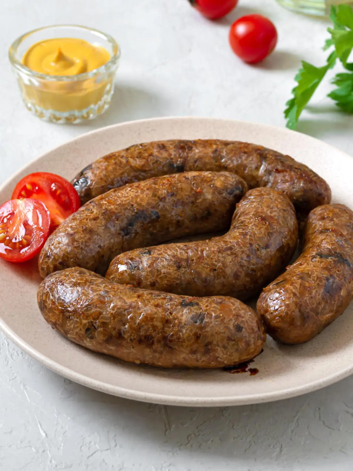 Vegetarische Würstchen auf einem Teller