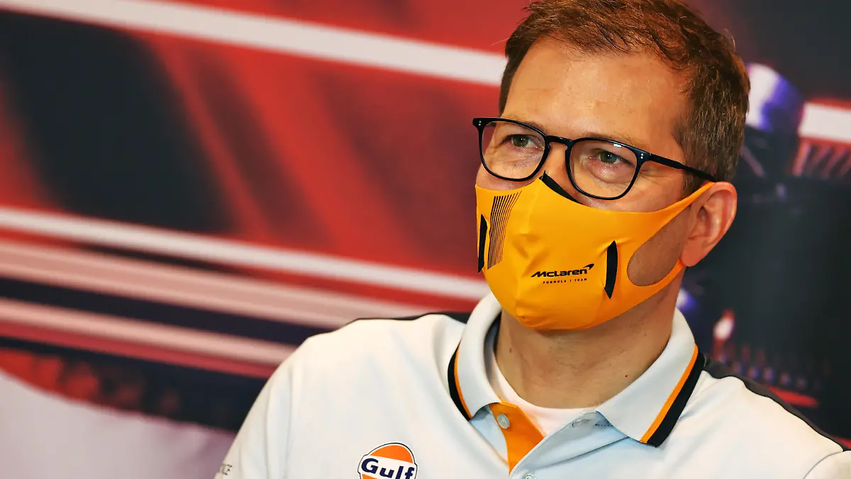 MONTE-CARLO, MONACO - MAY 20: McLaren Team Principal Andreas Seidl talks in a Team Principals Press Conference during practice ahead of the F1 Grand Prix of Monaco at Circuit de Monaco on May 20, 2021 in Monte-Carlo, Monaco. (Photo by XPB - Pool/Getty Images)