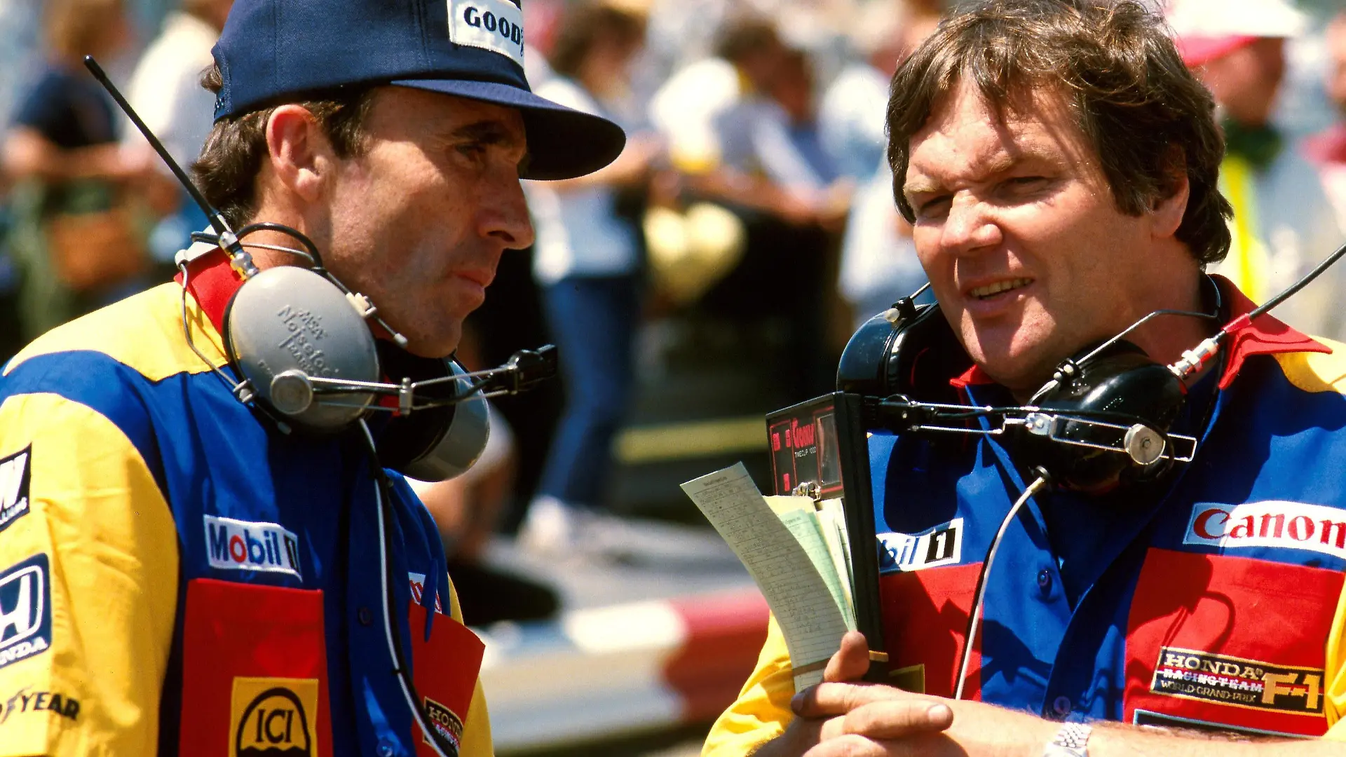 Frank Williams left, and Patrick Head Formula One World Championship, WM, Weltmeisterschaft 1985 ACHTUNG AUFNAHMEDATUM GESCHÄTZT PUBLICATIONxINxGERxSUIxAUTxHUNxONLY 85ptr079