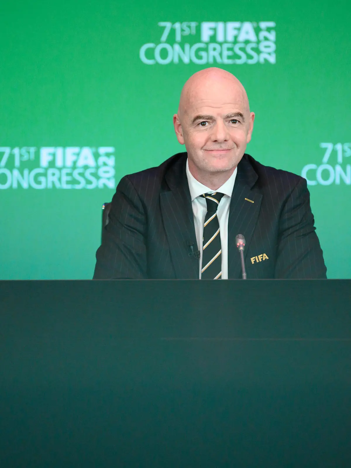 ZURICH, SWITZERLAND - MAY 21: FIFA President Gianni Infantino speaks during 71st FIFA Virtual Congress meeting at the Home of FIFA on May 21, 2021 in Zurich, Switzerland. (Photo by Pool/Getty Images)