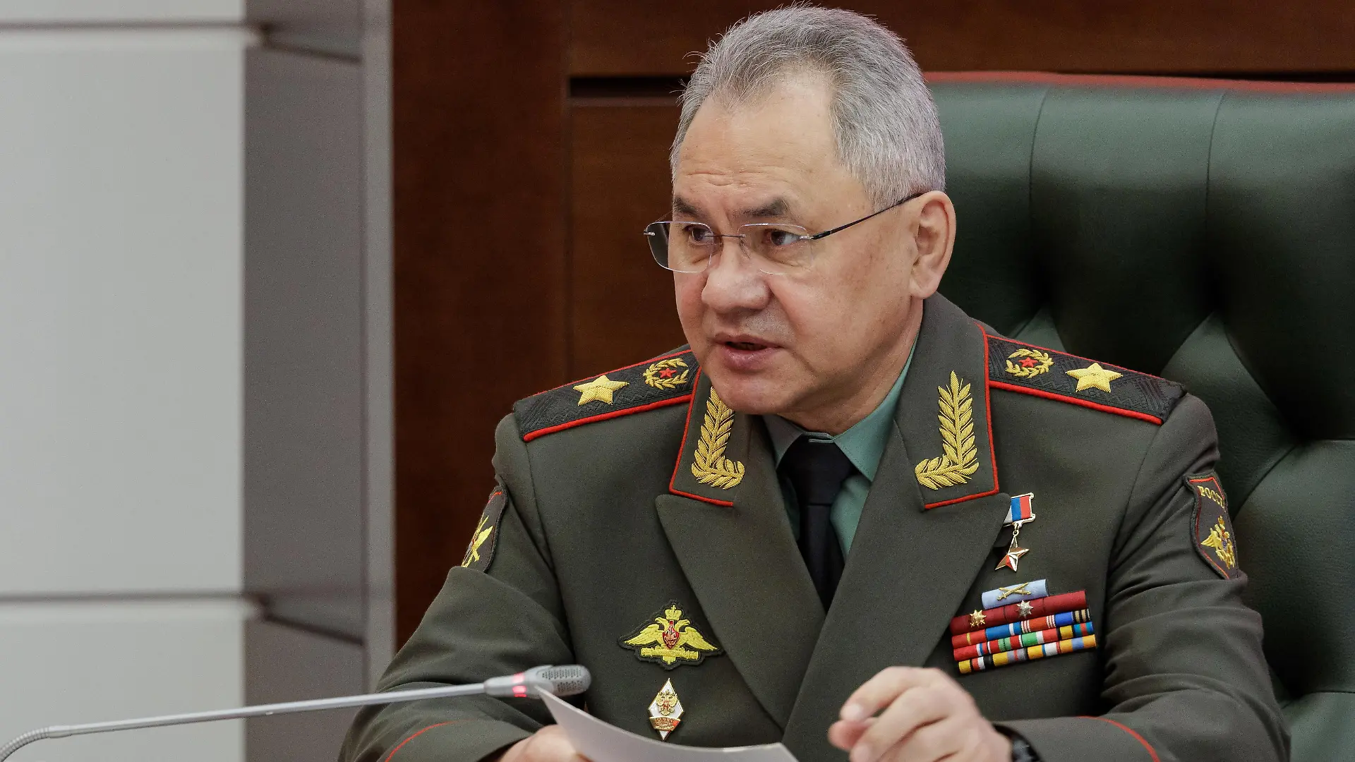 RUSSIA, MOSCOW - APRIL 18, 2023: Russia's Defence Minister Sergei Shoigu attends a meeting with his Chinese counterpart Li Shangfu at the Russian National Defence Management Centre. Vadim Savitsky/Russian Defence Ministry/TASS / action press