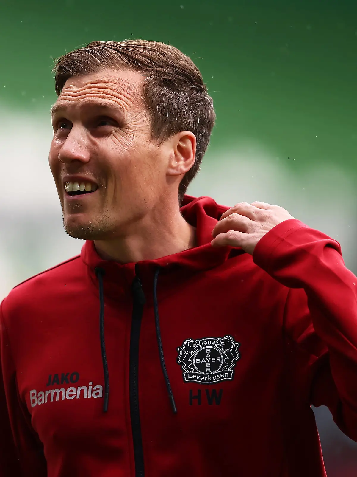 BREMEN, GERMANY - MAY 08: Hannes Wolf, Head Coach of Bayer Leverkusen reacts following the Bundesliga match between SV Werder Bremen and Bayer 04 Leverkusen at Wohninvest Weserstadion on May 08, 2021 in Bremen, Germany. Sporting stadiums around Germany remain under strict restrictions due to the Coronavirus Pandemic as Government social distancing laws prohibit fans inside venues resulting in games being played behind closed doors. (Photo by Martin Rose/Getty Images)