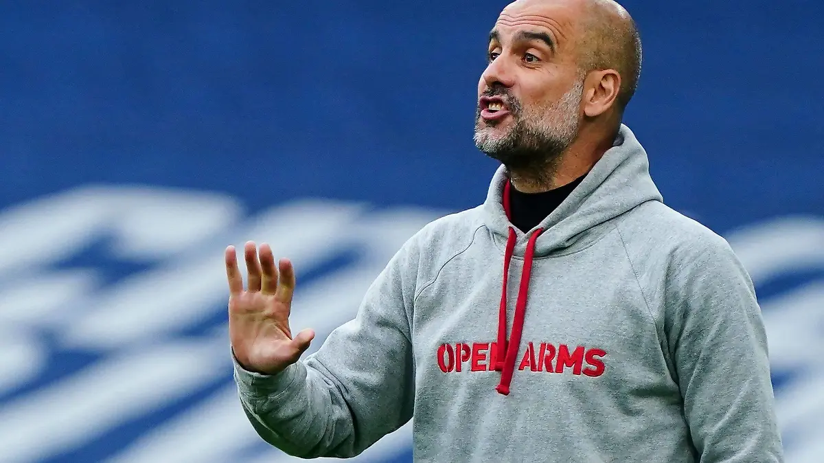 Mandatory Credit: Photo by Javier Garcia/BPI/Shutterstock 11893130z Manchester City Manager Pep Guardiola issues instructions from the sideline Manchester City v Chelsea, Premier League, Football, The Etihad Stadium, Manchester, UK - 08 May 2021 EDITORIAL USE ONLY No use with unauthorised audio, video, data, fixture lists, club/league logos or live services. Online in-match use limited to 120 images, no video emulation. No use in betting, games or single club/league/player publications. Manchester City v Chelsea, Premier League, Football, The Etihad Stadium, Manchester, UK - 08 May 2021 EDITORIAL USE ONLY No use with unauthorised audio, video, data, fixture lists, club/league logos or live services. Online in-match use limited to 120 images, no video emulation. No use in betting, games or single club/league/player publications. PUBLICATIONxINxGERxSUIxAUTXHUNxGRExMLTxCYPxROMxBULxUAExKSAxONLY Copyright: xJavierxGarcia/BPI/Shutterstockx 11893130z 