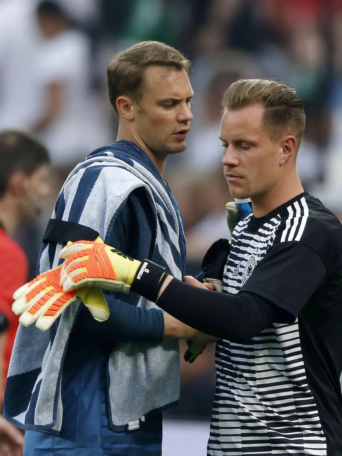 Fussball International - Vorbereitungsspiel, Deutschland (GER) - Saudi Arabien (SA ) 2-1 in der Bay-Arena in Leverkusen am 08. Juni 2018 Torwart Manuel NEUER (GER) li.- und Marc-Andre ter STEGEN (GER) re.- *** Soccer International Preparatory match Germany GER Saudi Arabia SA 2 1 at Bay Arena in Leverkusen on 08 June 2018 Goalkeeper Manuel NEUER GER li and Marc Andre ter STEGEN GER re  