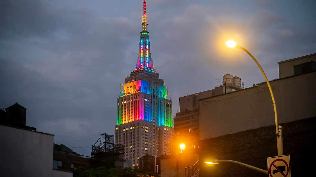 The Empire State Building in New York is lit up in rainbow colors for Gay Pride Day in New York on Sunday, June 28, 2020. This year because of the covid-19 pandemic the LGBTQ Pride Parade has been cancelled on what would have been the 50th year of the parade.
