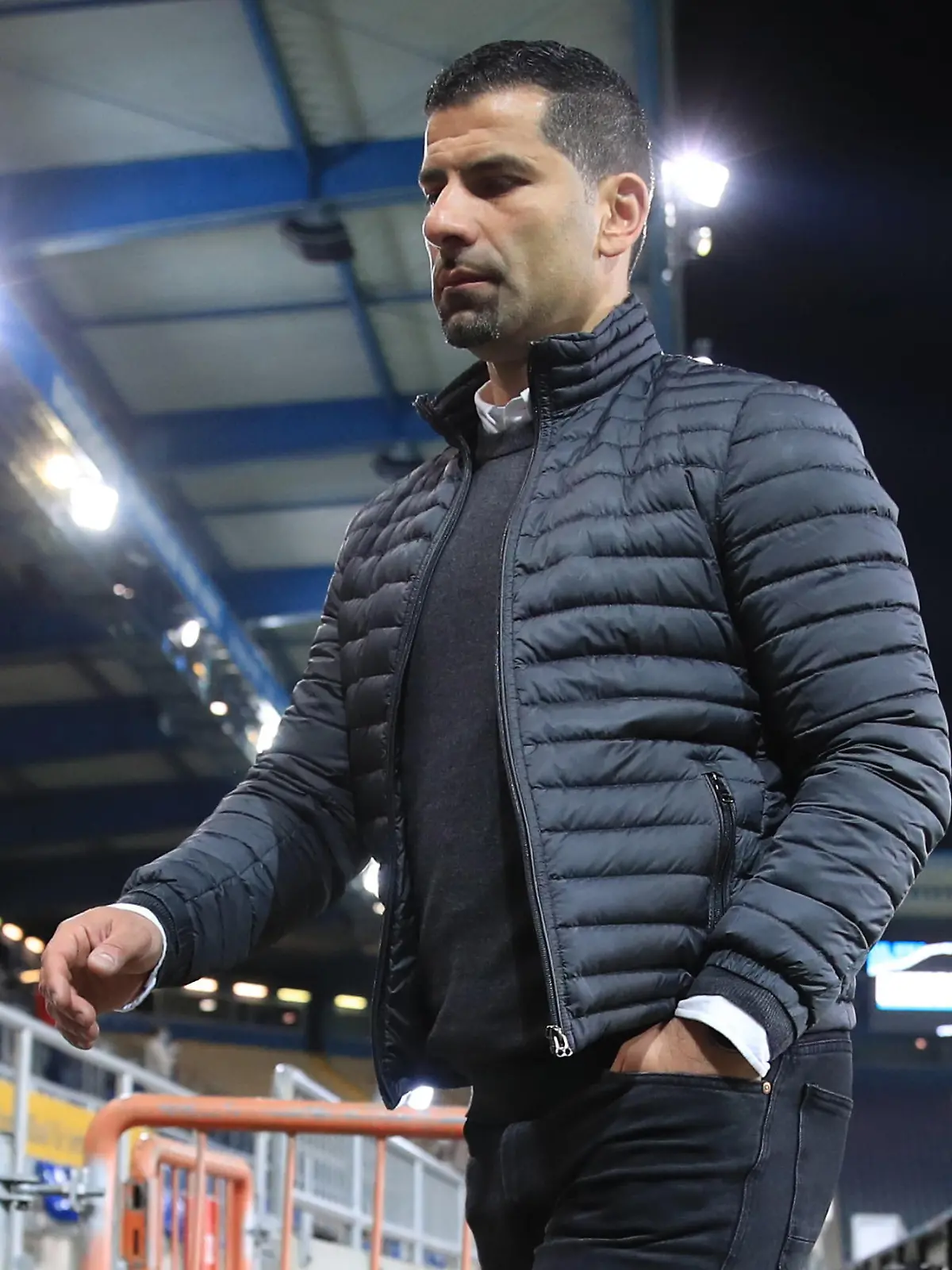 Soccer Football - Bundesliga - Arminia Bielefeld v Schalke 04 - Bielefelder Alm, Bielefeld, Germany - April 20, 2021 Schalke 04 coach Dimitrios Grammozis looks dejected after being relegated from the Bundesliga Pool via REUTERS/Wolfgang Rattay DFL regulations prohibit any use of photographs as image sequences and/or quasi-video.