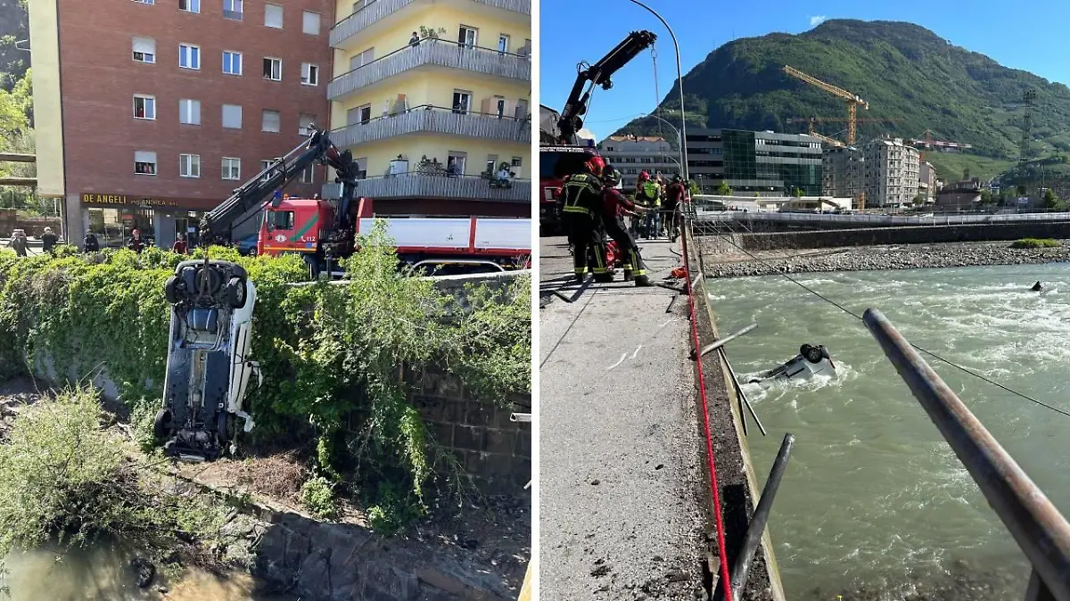 Die Feuerwehr konnte das Auto aus dem Eisack bergen.