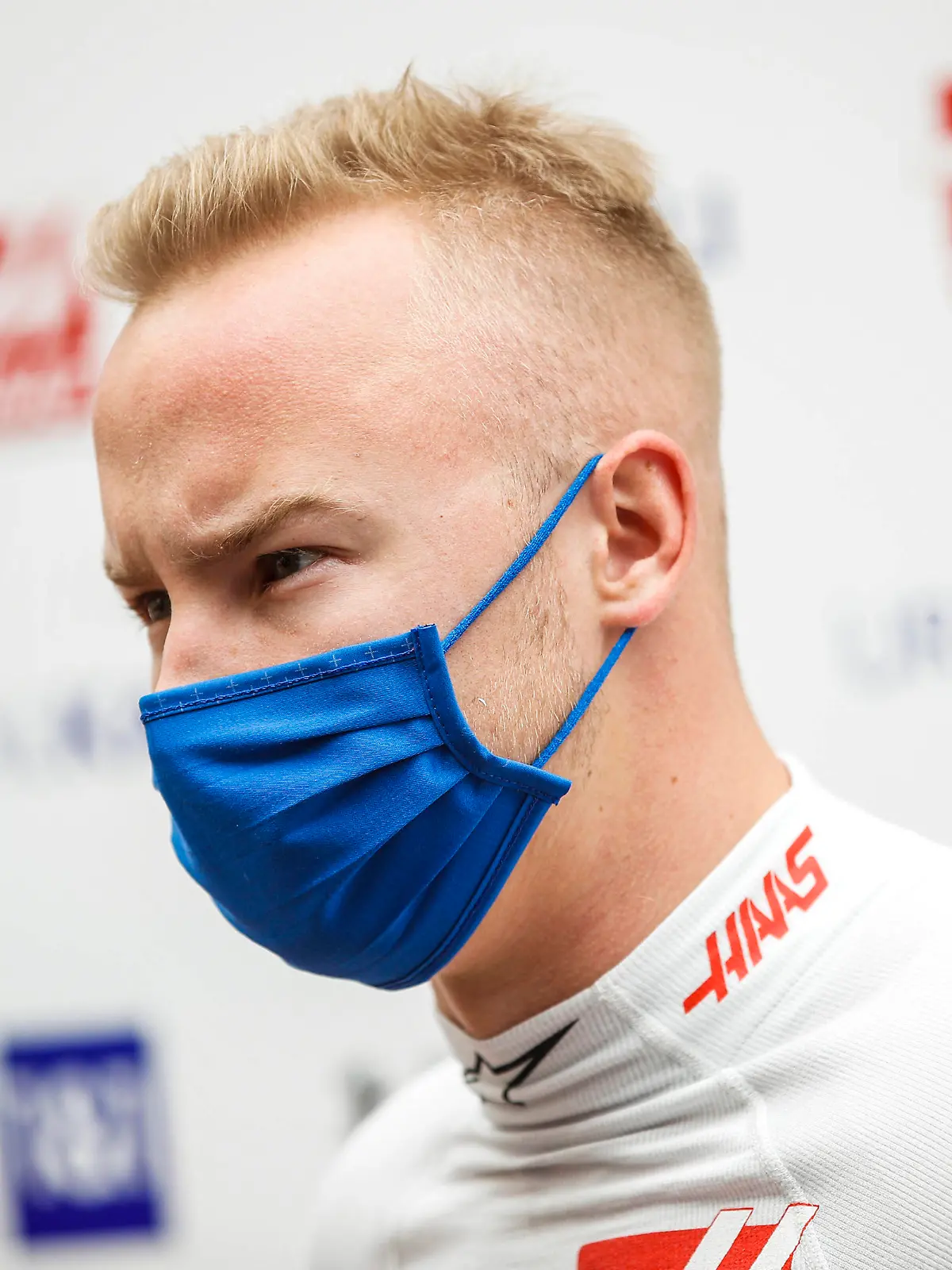 Formula 1 2021: Spanish GP CIRCUIT DE BARCELONA-CATALUNYA, SPAIN - MAY 07: Nikita Mazepin, Haas F1, is interviewed during the Spanish GP at Circuit de Barcelona-Catalunya on Friday May 07, 2021 in Barcelona, Spain. Photo by Zak Mauger / LAT Images Images PUBLICATIONxINxGERxSUIxAUTxHUNxONLY GP2104_145725_56I6638 