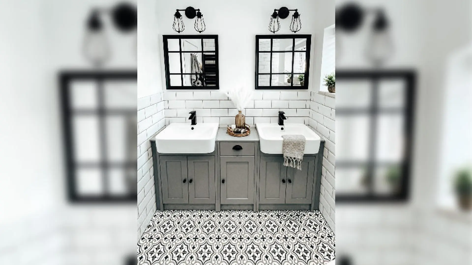 Renoviertes Badezimmer im Boho-Stil
