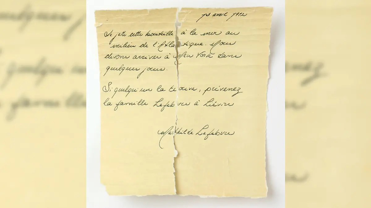 Diese Zeilen soll Mathilde 1912 auf der Titanic geschrieben haben.