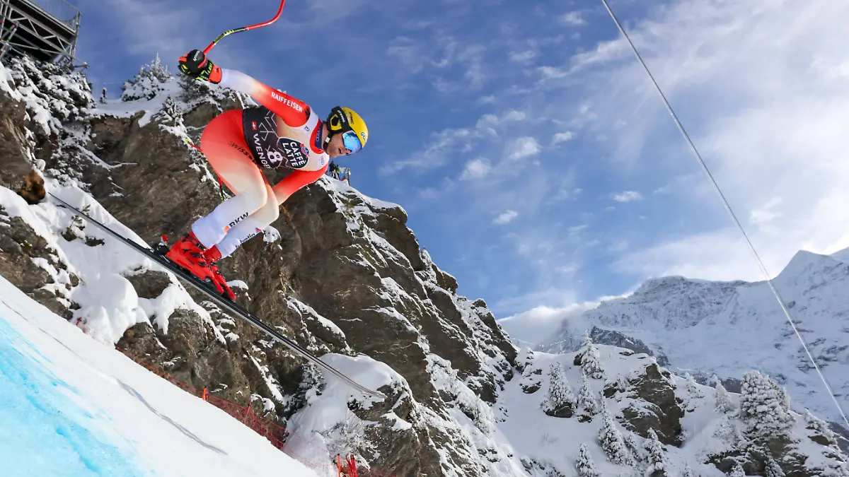 Niels Hintermann bei Training in Wengen 2024