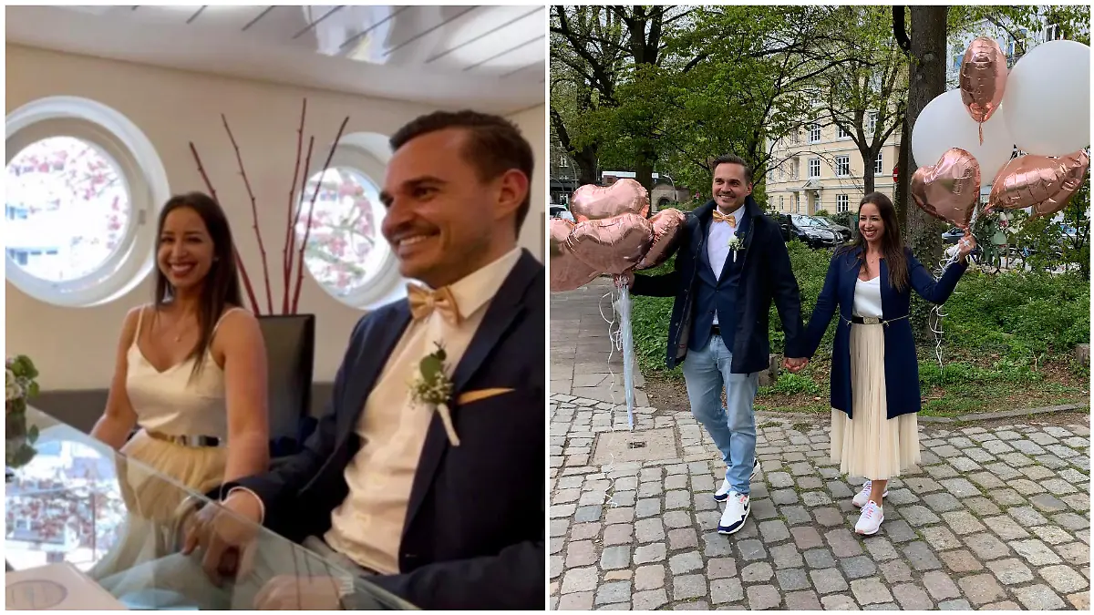 Jana und Sören bei der standesamtlichen Hochzeit in Hamburg.