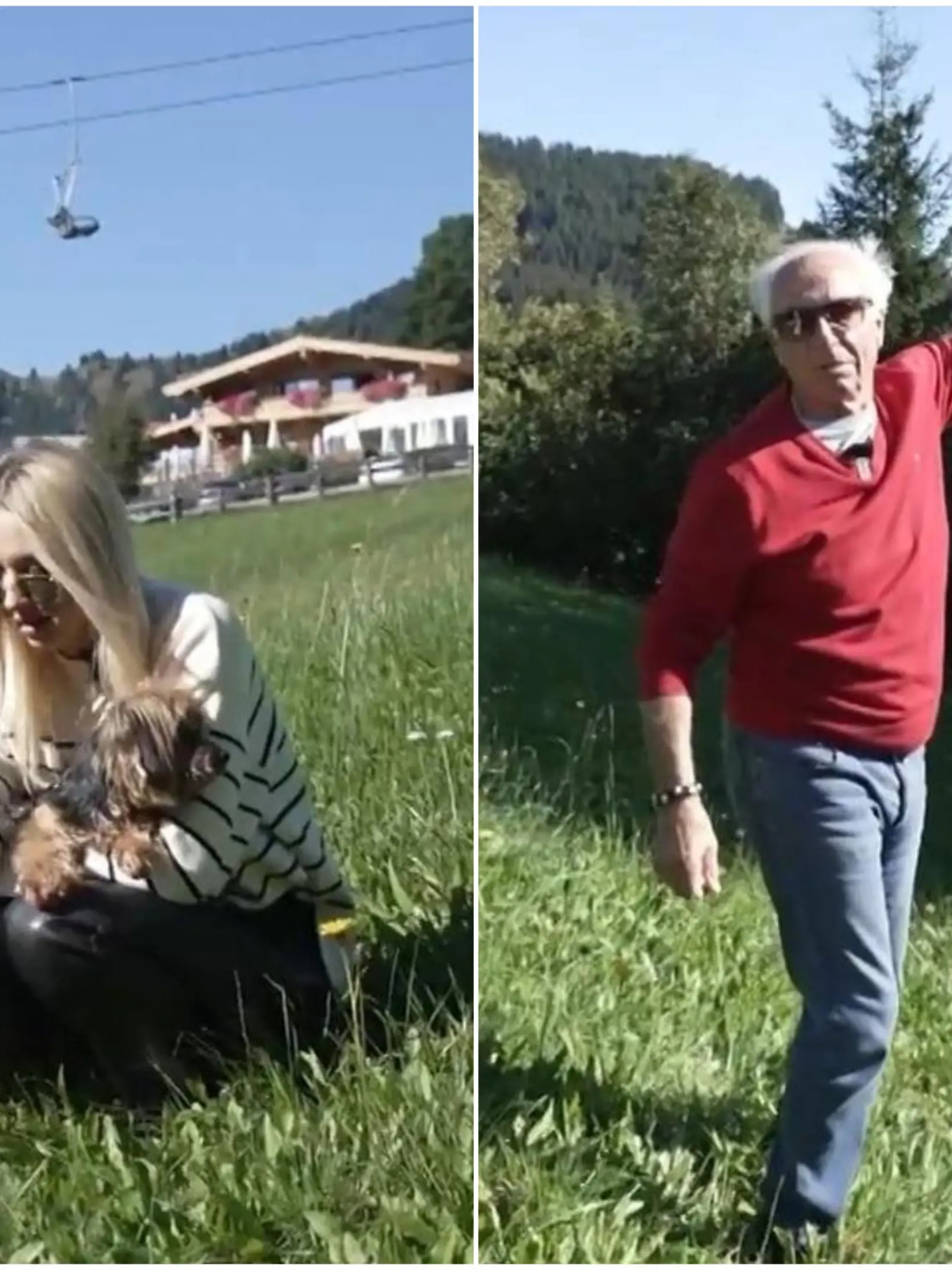 Davina und Shania Geiss besuchen mit Opa Reinhold den Ort, an dem er 2011 vom Baum stürzte.