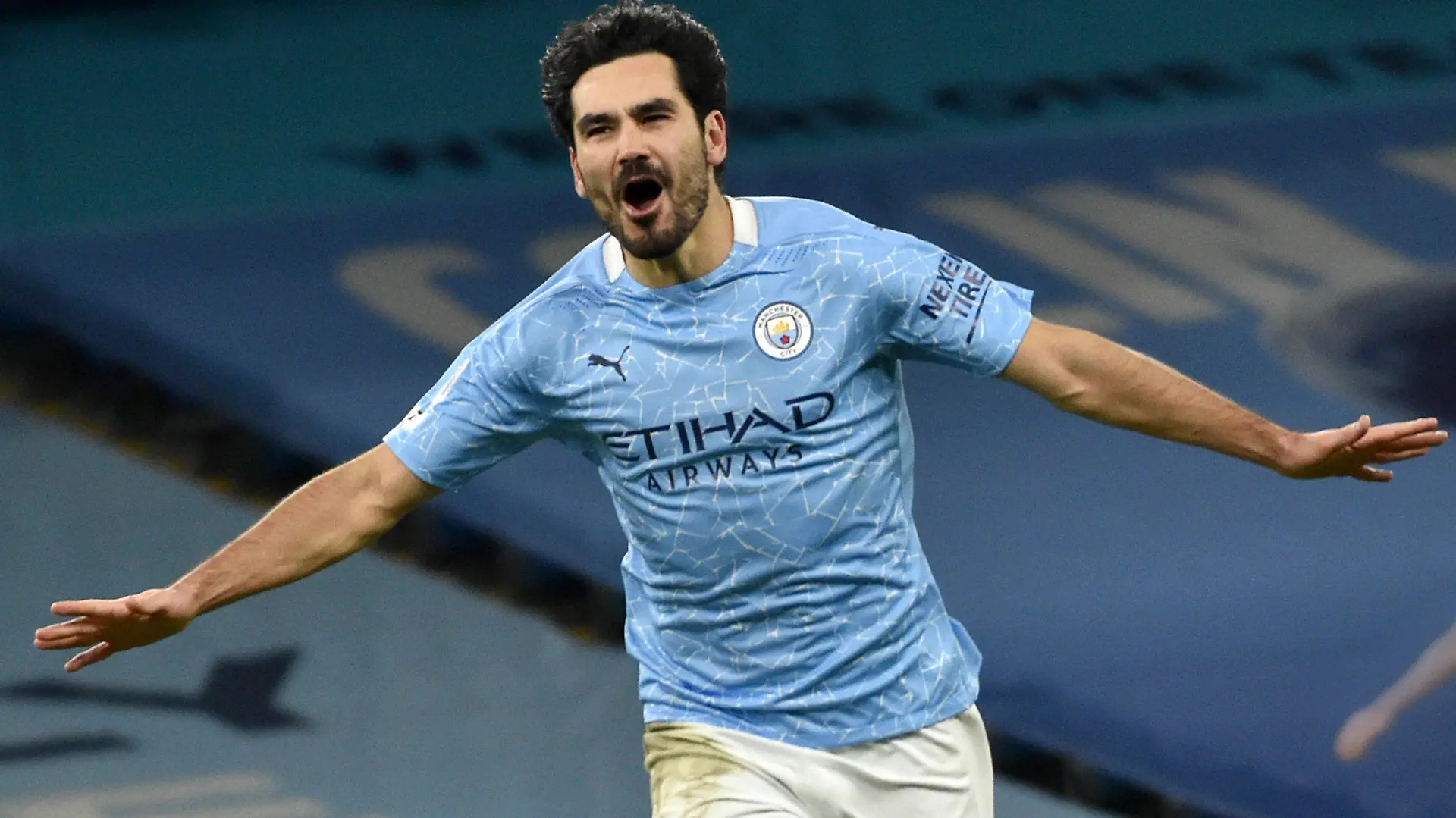 ARCHIV - 13.02.2021, Großbritannien, Manchester: Fußball: Premier League, England, 24, Spieltag, Manchester City - Tottenham Hotspur: Ilkay Gündogan aus Deutschland von Manchester City freut sich, nachdem er ein Tor geschossen hat. (zu dpa "Gündogans Champions-League-Traum: «Ich will diese Trophäe so sehr»") Foto: Rui Vieira/PA Wire/dpa +++ dpa-Bildfunk +++