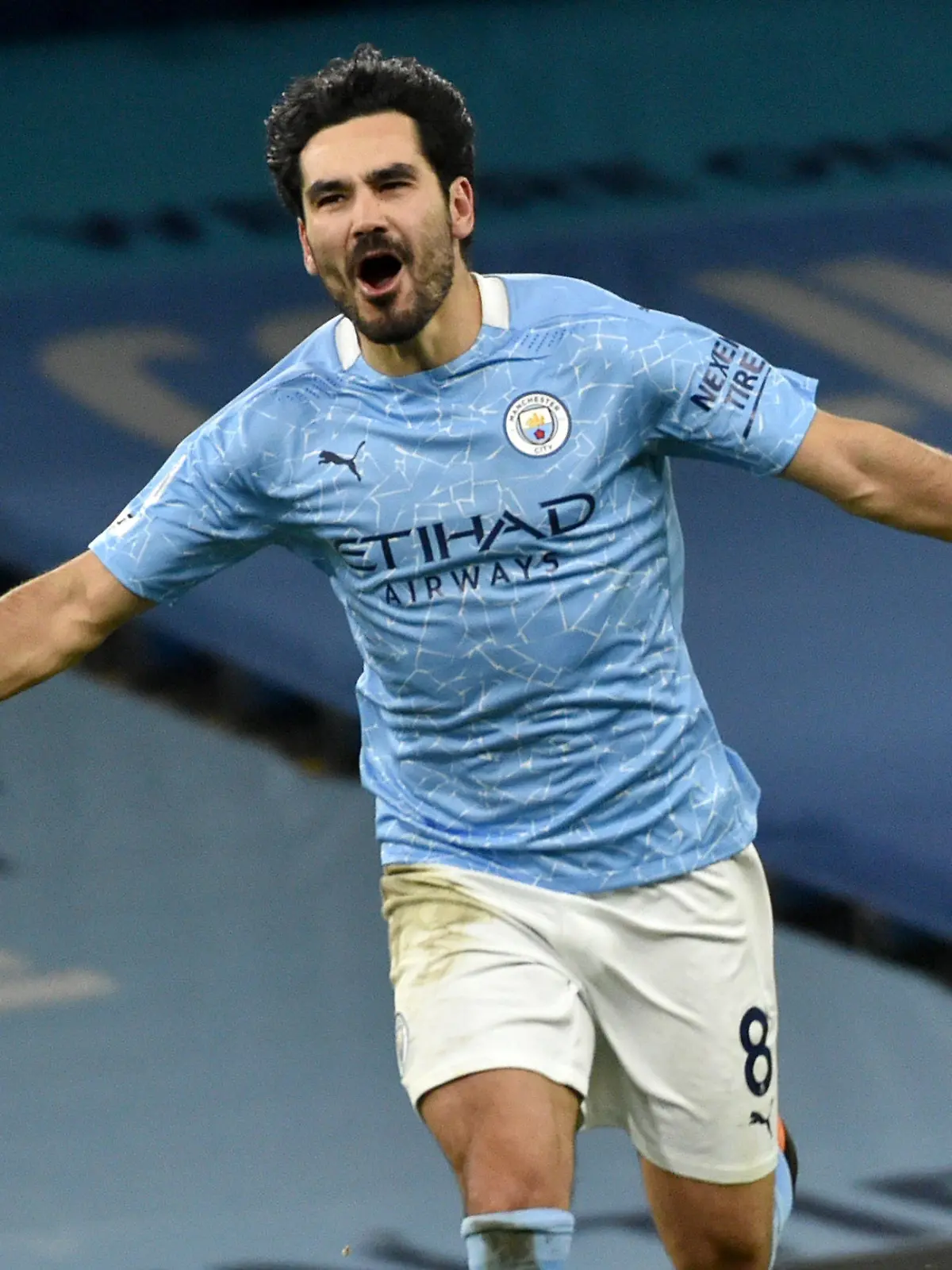 ARCHIV - 13.02.2021, Großbritannien, Manchester: Fußball: Premier League, England, 24, Spieltag, Manchester City - Tottenham Hotspur: Ilkay Gündogan aus Deutschland von Manchester City freut sich, nachdem er ein Tor geschossen hat. (zu dpa "Gündogans Champions-League-Traum: «Ich will diese Trophäe so sehr»") Foto: Rui Vieira/PA Wire/dpa +++ dpa-Bildfunk +++