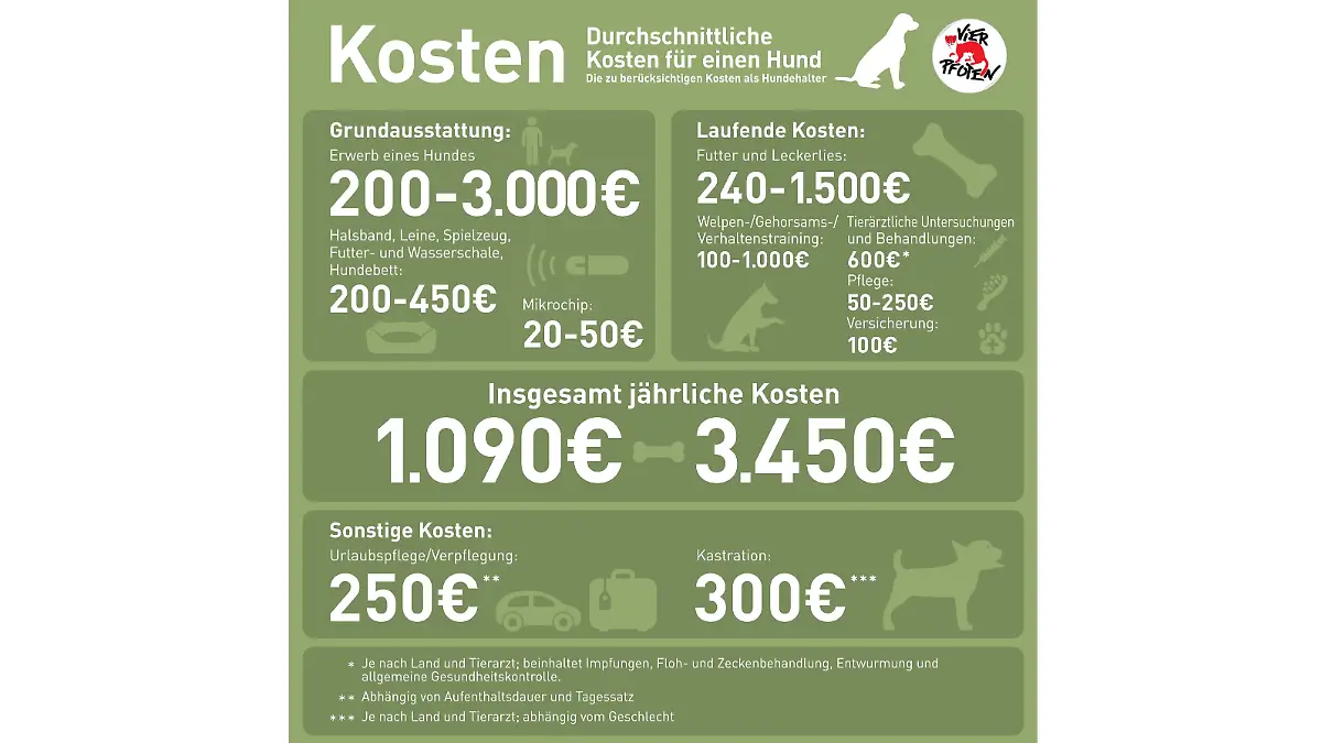 "VIER PFOTEN" hat eine Kostenaufstellung gemacht