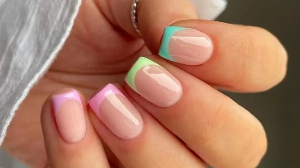 Rainbow French Nails