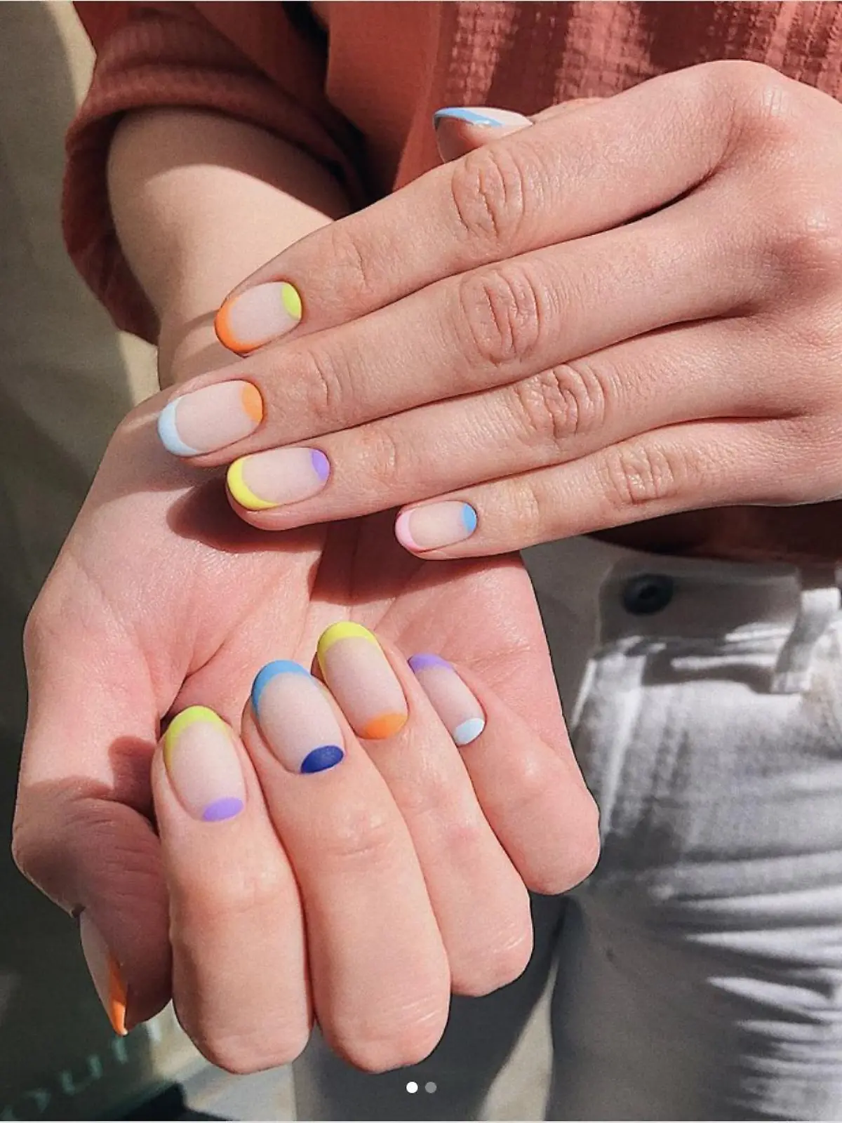 Rainbow French Nails