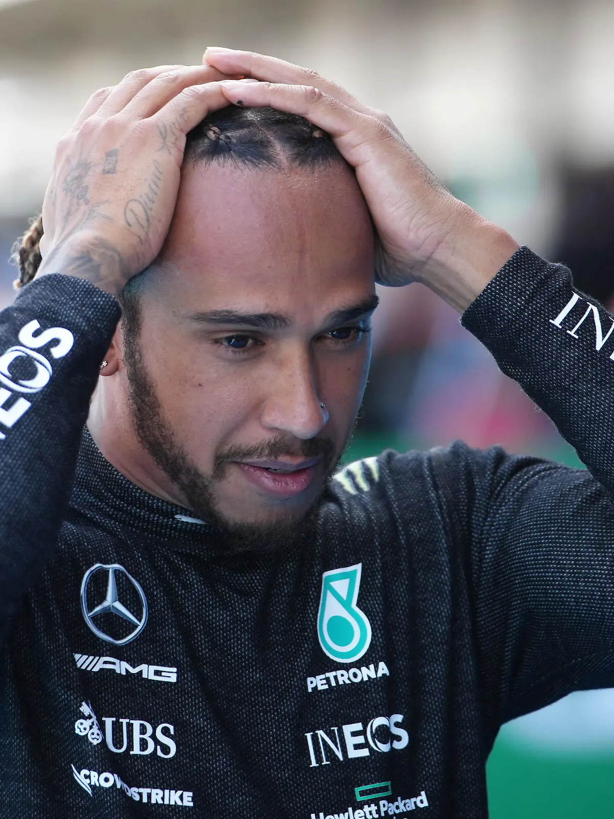 BARCELONA, SPAIN - MAY 08: Pole position qualifier Lewis Hamilton of Great Britain and Mercedes GP reacts in parc ferme during qualifying for the F1 Grand Prix of Spain at Circuit de Barcelona-Catalunya on May 08, 2021 in Barcelona, Spain. (Photo by Emilio Morenatti - Pool/Getty Images)