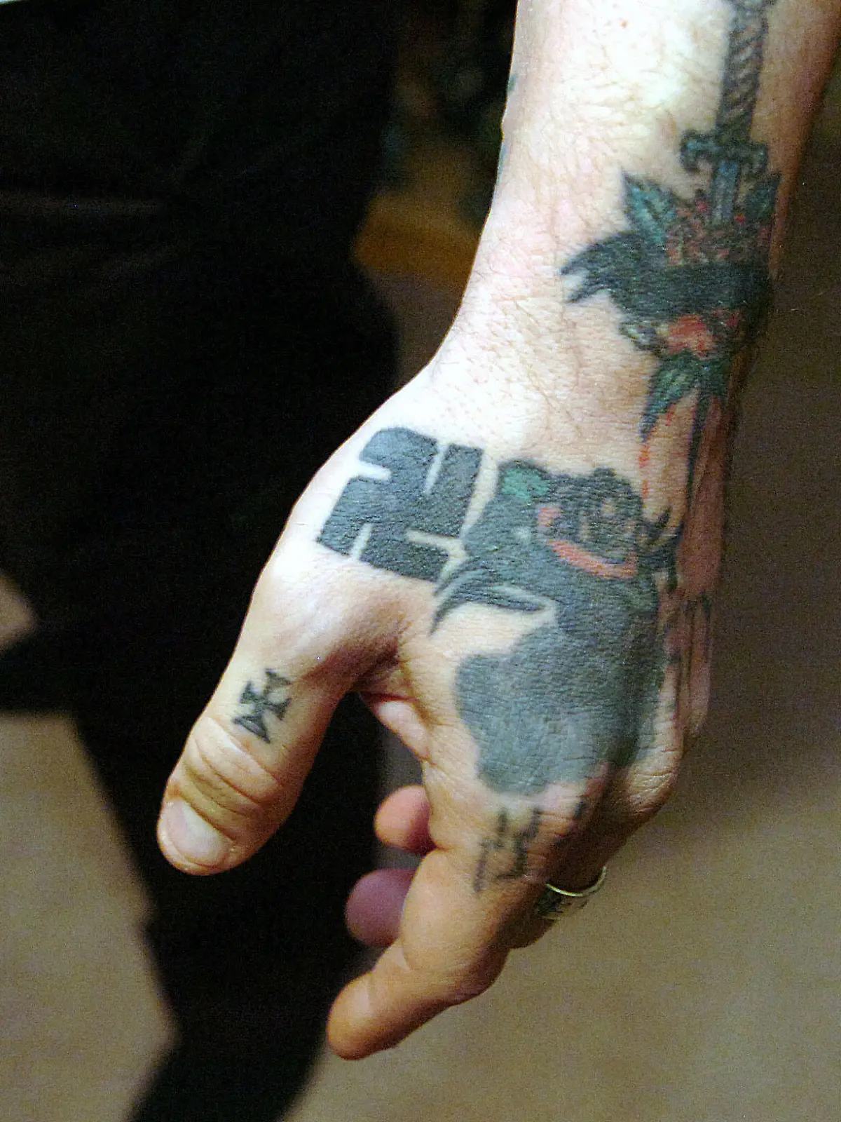 Holland Township resident Heath Campbell has a swatsika tatooed on his arm. The Express-Times /Landov +++(c) dpa - Report+++