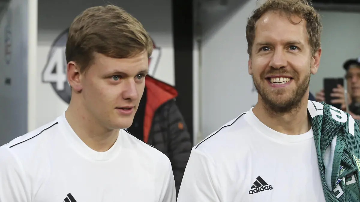  May 27, 2019 - Turin, Piedmont, Italy - Mick Schumacher L and Sebastian Vettel R during the Partita Del Cuore 2019 charity football match at Allianz Stadium on May 27, 2019 iin Turin, Italy. Partita Del Cuore Charity Match PUBLICATIONxINxGERxSUIxAUTxONLY - ZUMAn230 20190527_zaa_n230_661 Copyright: xMassimilianoxFerrarox