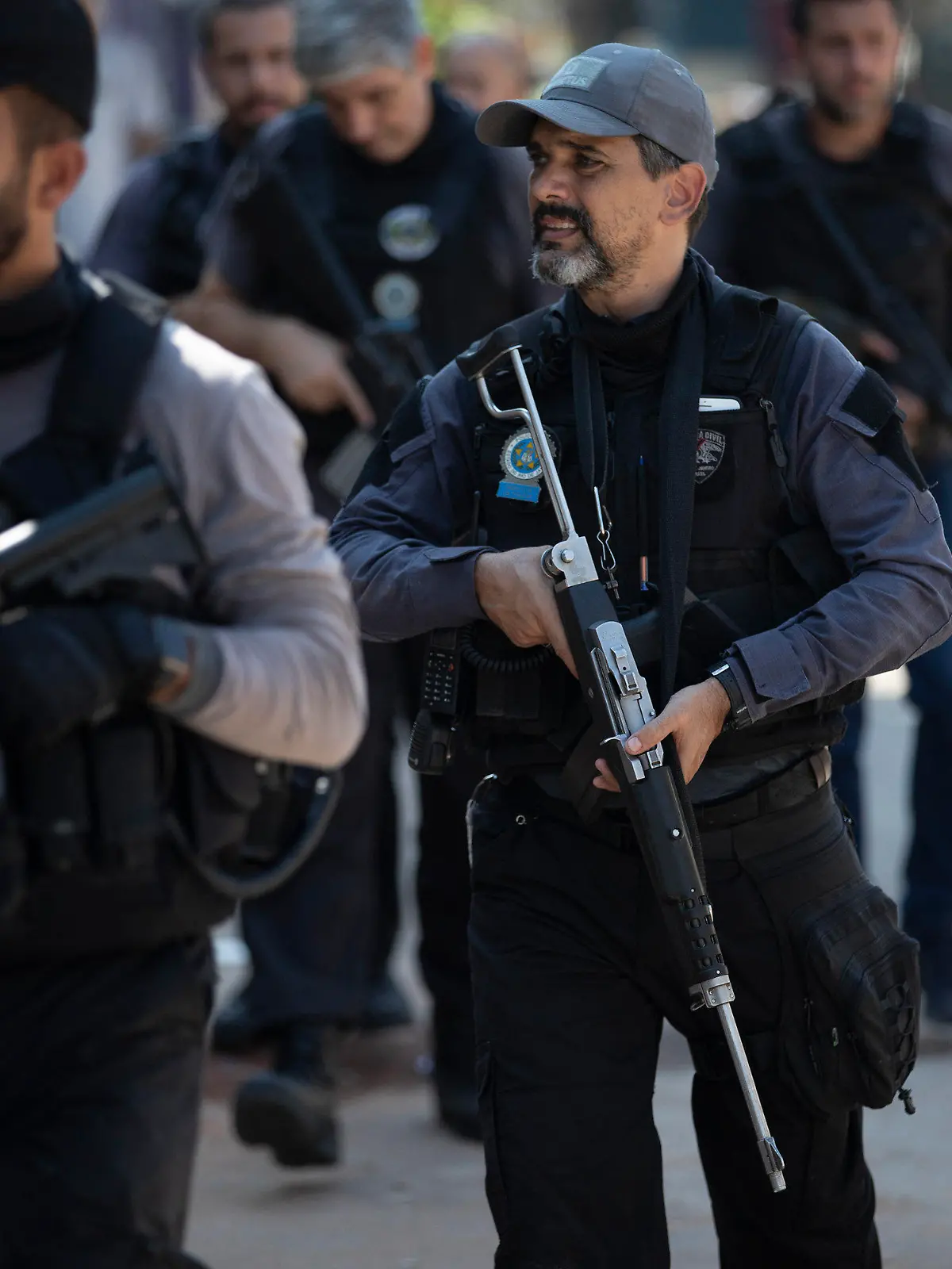 Police conduct an operation against alleged drug traffickers in the Jacarezinho favela of Rio de Janeiro, Brazil, Thursday, May 6, 2021. (AP Photo/Silvia Izquierdo)