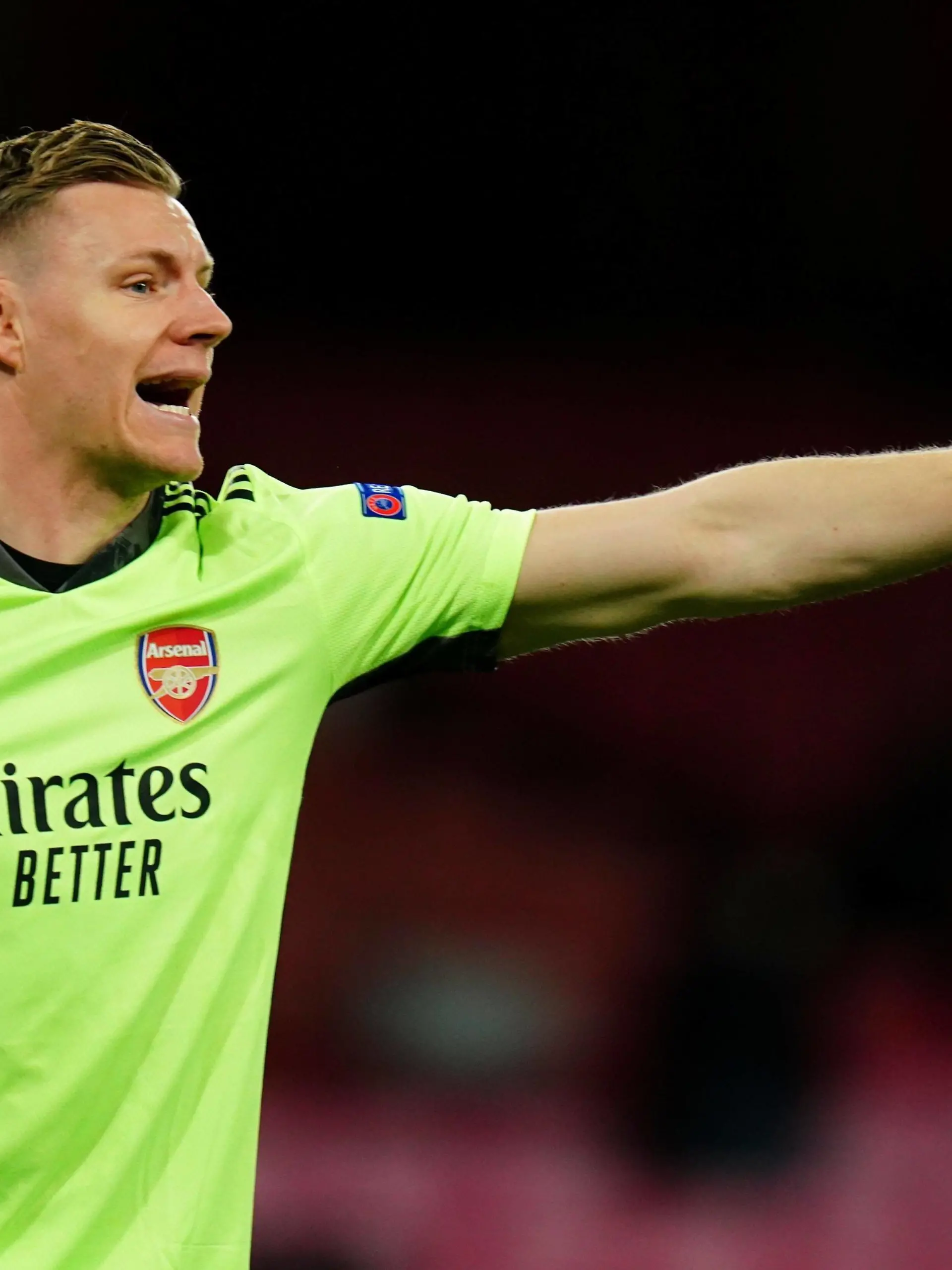  Mandatory Credit: Photo by Javier Garcia/BPI/Shutterstock 11849358dr Arsenal goalkeeper Bernd Leno Arsenal v Slavia Prague, UEFA Europa League, Quarter Final, First Leg, Football, Emirates Stadium, London, UK - 08 Apr 2021 EDITORIAL USE ONLY No use with unauthorised audio, video, data, fixture lists, club/league logos or live services. Online in-match use limited to 120 images, no video emulation. No use in betting, games or single club/league/player publications. Arsenal v Slavia Prague, UEFA Europa League, Quarter Final, First Leg, Football, Emirates Stadium, London, UK - 08 Apr 2021 EDITORIAL USE ONLY No use with unauthorised audio, video, data, fixture lists, club/league logos or live services. Online in-match use limited to 120 images, no video emulation. No use in betting, games or single club/league/player publications. PUBLICATIONxINxGERxSUIxAUTXHUNxGRExMLTxCYPxROMxBULxUAExKSAxONLY Copyright: xJavierxGarcia/BPI/Shutterstockx 11849358dr