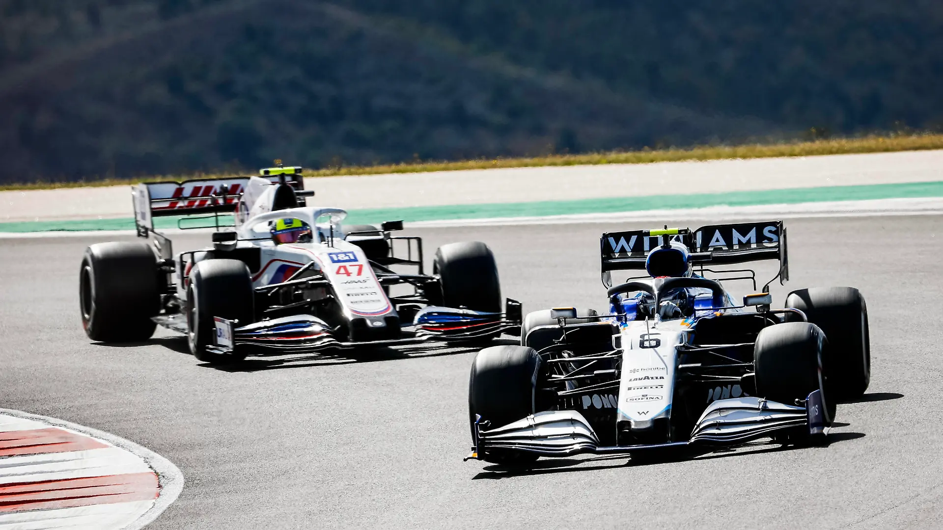  6 Nicholas Latifi CAN, Williams Racing, 47 Mick Schumacher GER, Haas F1 Team, F1 Grand Prix of Portugal at Autodromo Internacional do Algarve on May 2, 2021 in Portimao, Portugal. Photo by HOCH ZWEI Portimao Portugal *** 6 Nicholas Latifi CAN, Williams Racing , 47 Mick Schumacher GER, Haas F1 Team , F1 Grand Prix of Portugal at Autodromo Internacional do Algarve on May 2, 2021 in Portimao, Portugal Photo by HOCH ZWEI Portimao Portugal 