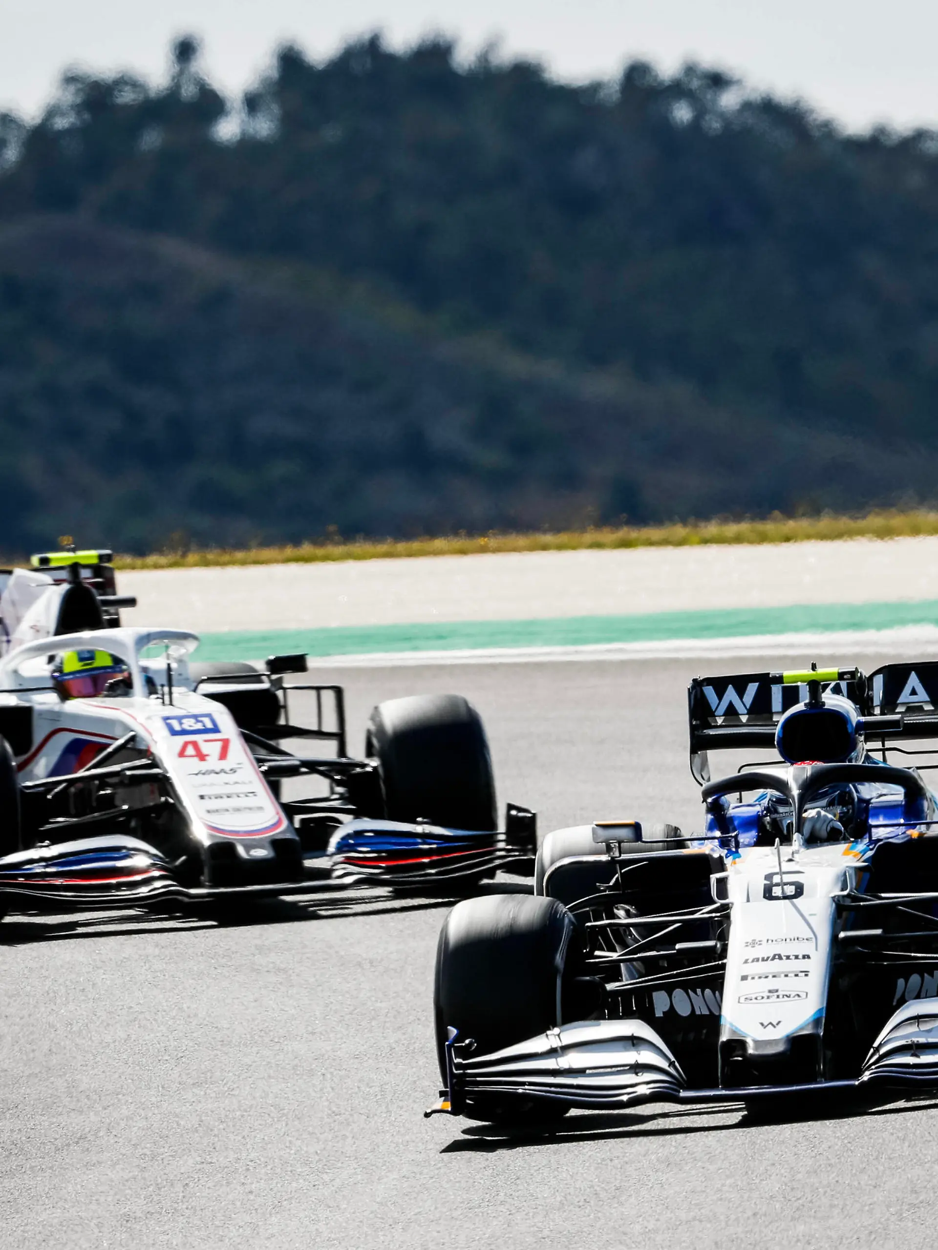 6 Nicholas Latifi CAN, Williams Racing, 47 Mick Schumacher GER, Haas F1 Team, F1 Grand Prix of Portugal at Autodromo Internacional do Algarve on May 2, 2021 in Portimao, Portugal. Photo by HOCH ZWEI Portimao Portugal *** 6 Nicholas Latifi CAN, Williams Racing , 47 Mick Schumacher GER, Haas F1 Team , F1 Grand Prix of Portugal at Autodromo Internacional do Algarve on May 2, 2021 in Portimao, Portugal Photo by HOCH ZWEI Portimao Portugal 