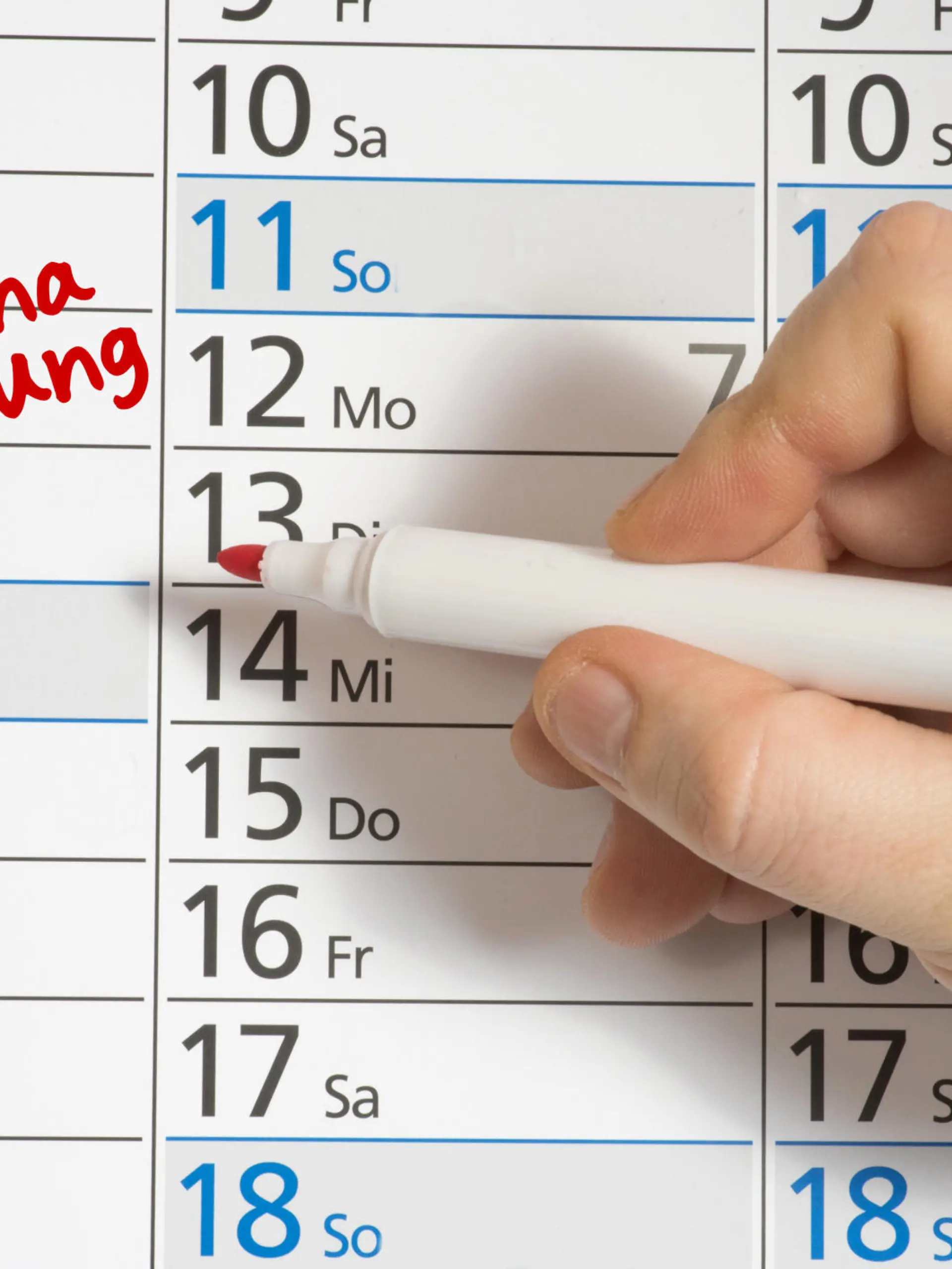 Kalender mit eingetragener Corona-Impfung