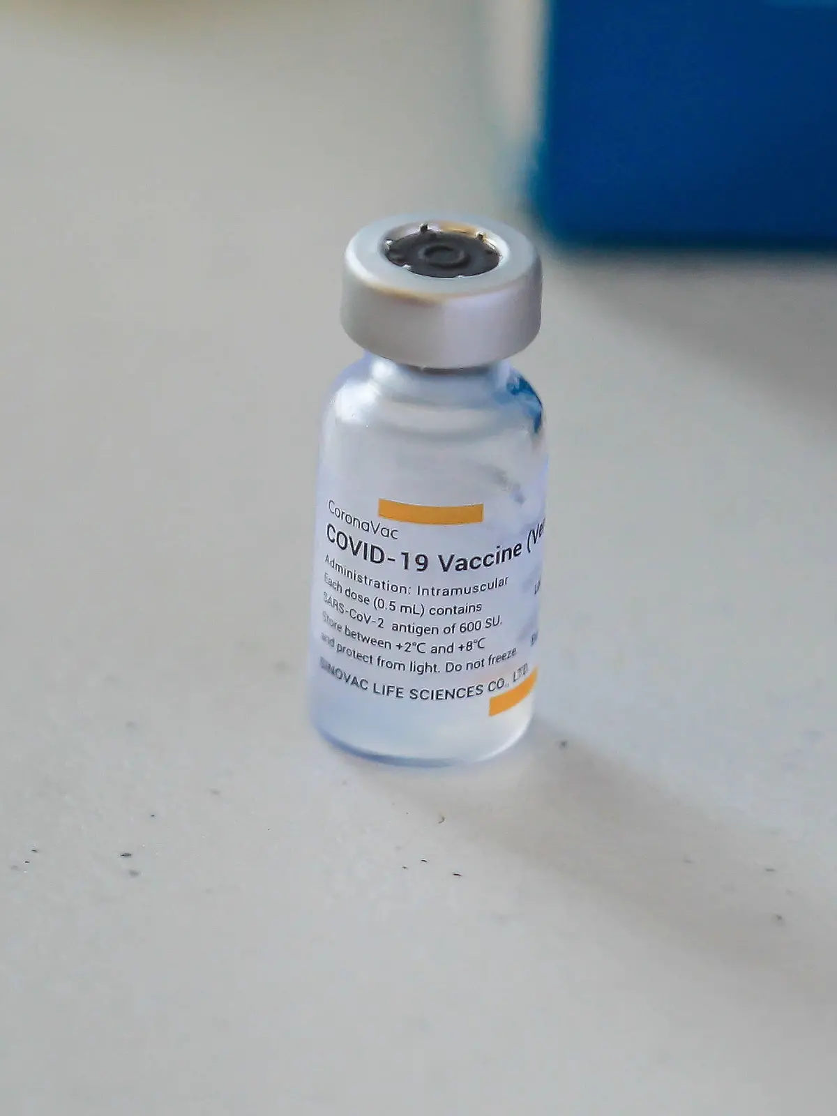  210501 -- MANILA, May 1, 2021 -- A vial of the Sinovac COVID-19 vaccine is seen at a vaccination site in Manila, the Philippines on May 1, 2021.  PHILIPPINES-MANILA-COVID-19-VACCINATION RouellexUmali PUBLICATIONxNOTxINxCHN