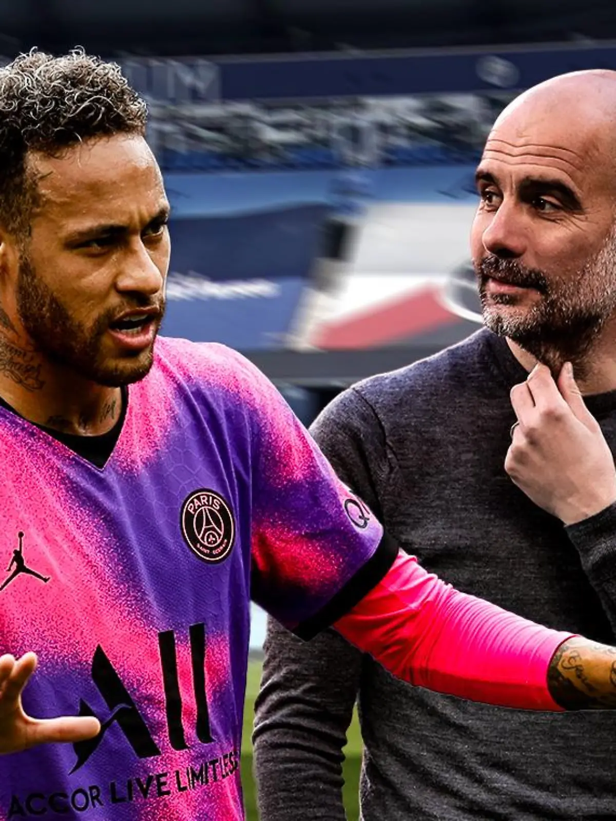 Neymar (l.) und Pep Guardiola