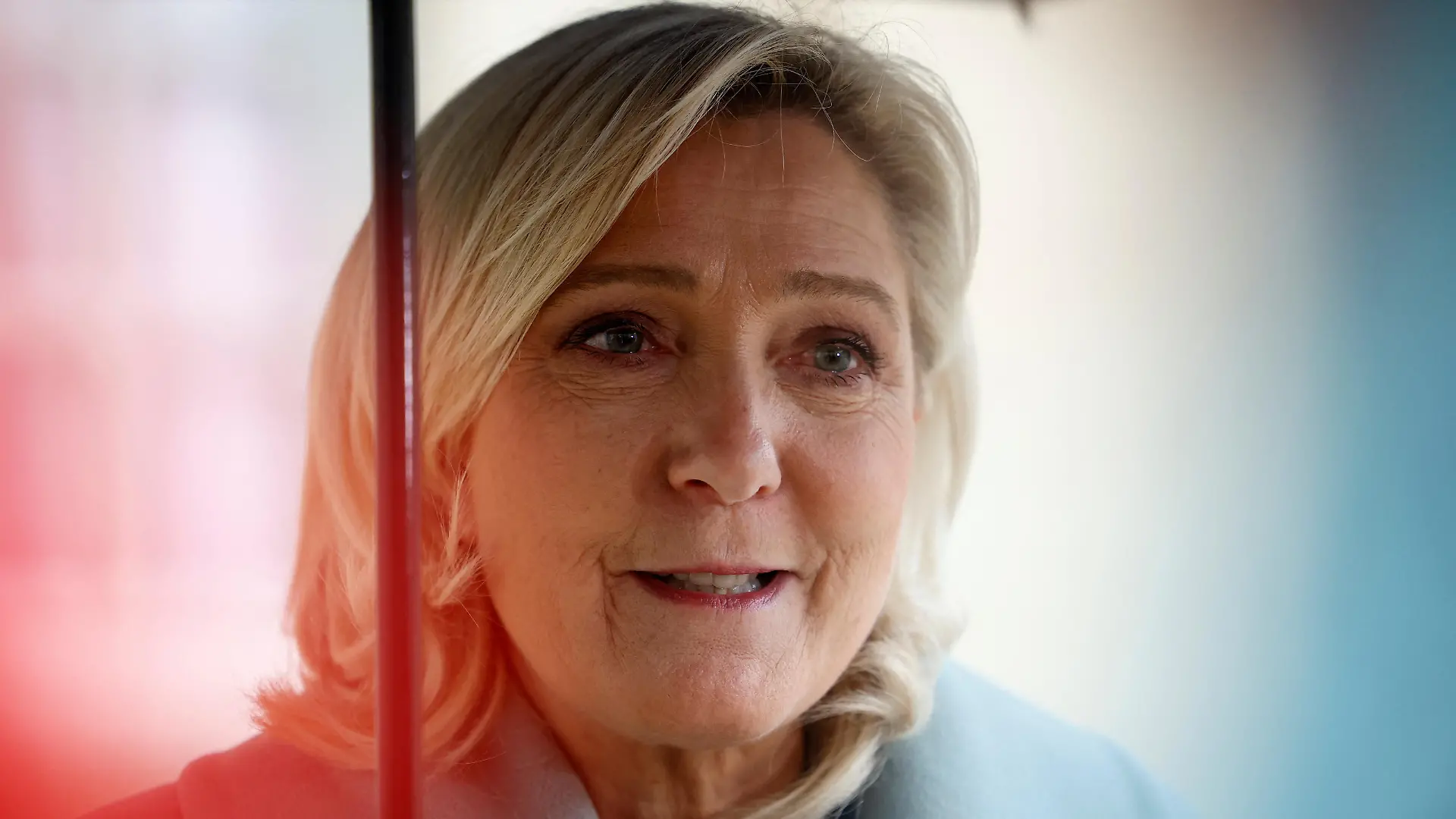 Marine Le Pen, member of parliament and president of the French far-right National Rally (Rassemblement National - RN) party parliamentary group, talks to journalists as she leaves following a meeting with French Prime Minister Elisabeth Borne at the Hotel Matignon in Paris, France, April 11, 2023. REUTERS/Sarah Meyssonnier