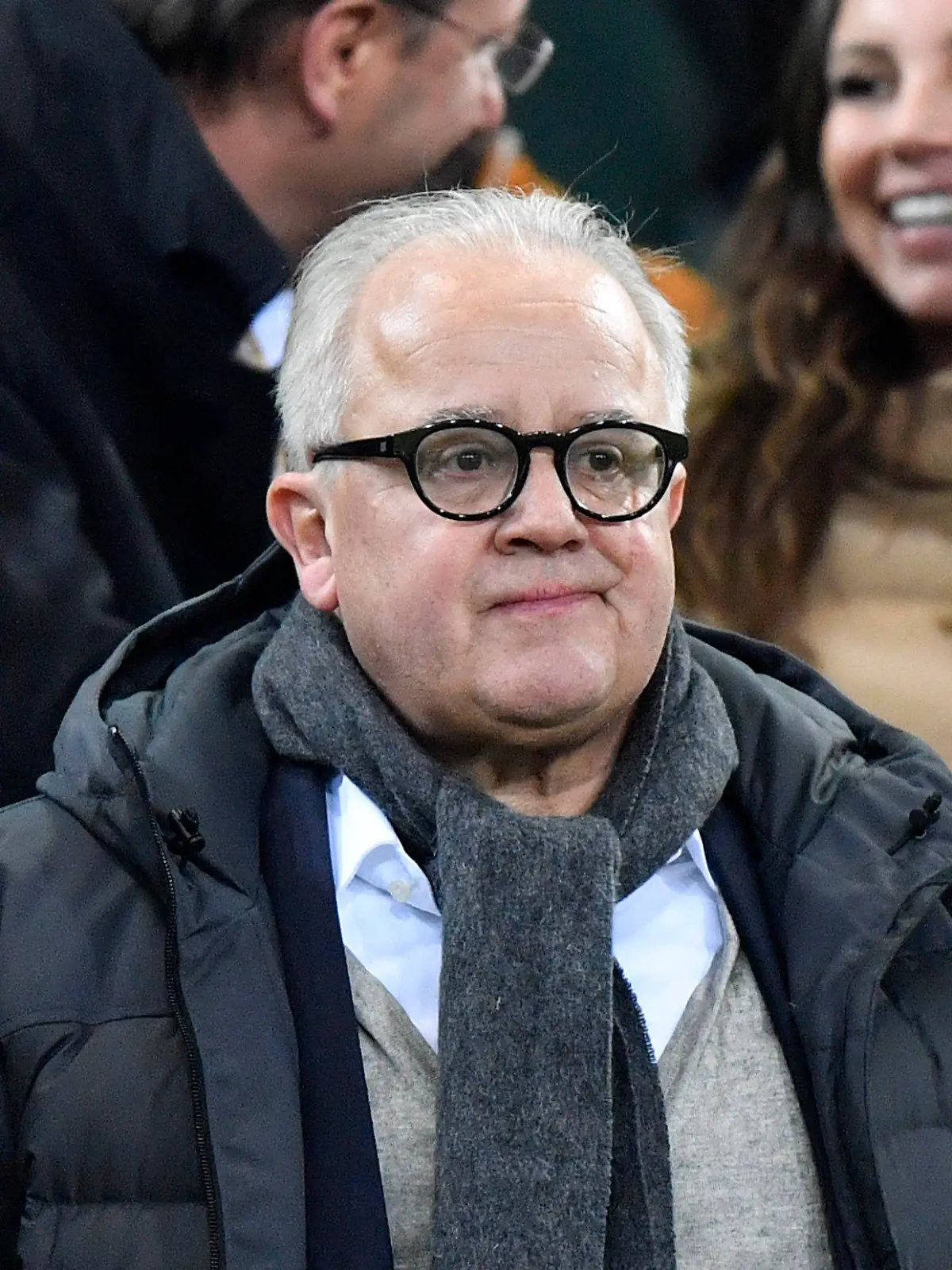 FILE - In this Saturday, Nov. 16, 2019 file photo, German football federation, DFB, president Fritz Keller stands on the tribune prior the Euro 2020 group C qualifying soccer match between Germany and Belarus in Moenchengladbach, Germany. German soccer federation president Fritz Keller is facing calls to resign from within the organization after comparing one of his vice presidents to infamous Nazi judge Roland Freisler. (AP Photo/Martin Meissner, file)