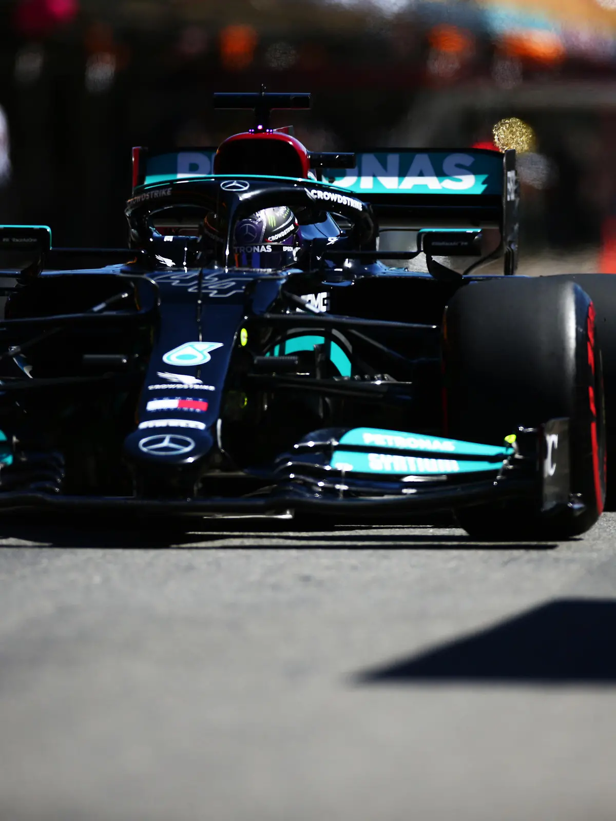 PORTIMAO, PORTUGAL - APRIL 30: Lewis Hamilton of Great Britain driving the (44) Mercedes AMG Petronas F1 Team Mercedes W12 in the Pitlane during practice ahead of the F1 Grand Prix of Portugal at Autodromo Internacional Do Algarve on April 30, 2021 in Portimao, Portugal. (Photo by Peter Fox/Getty Images)