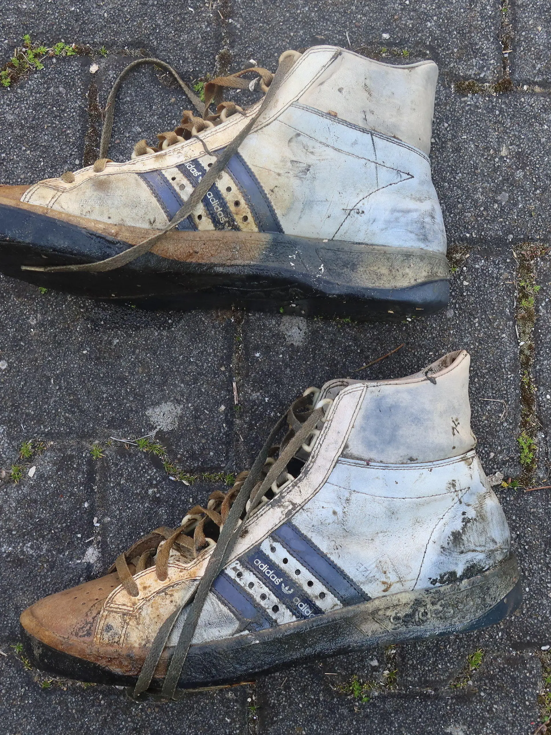 HANDOUT - 27.04.2021, Bayern, Starnberg: Ein Paar relativ gut erhaltene Turnschuhe liegt auf dem Boden - Taucher haben es bei Skelettteilen im Starnberger See gefunden.    (zu dpa «Menschliche Knochen bei Tauchübung im Starnberger See gefunden») Foto: Polizeipräsidium Oberbayern Nord/dpa - ACHTUNG: Nur zur redaktionellen Verwendung im Zusammenhang mit der aktuellen Berichterstattung und nur mit vollständiger Nennung des vorstehenden Credits +++ dpa-Bildfunk +++