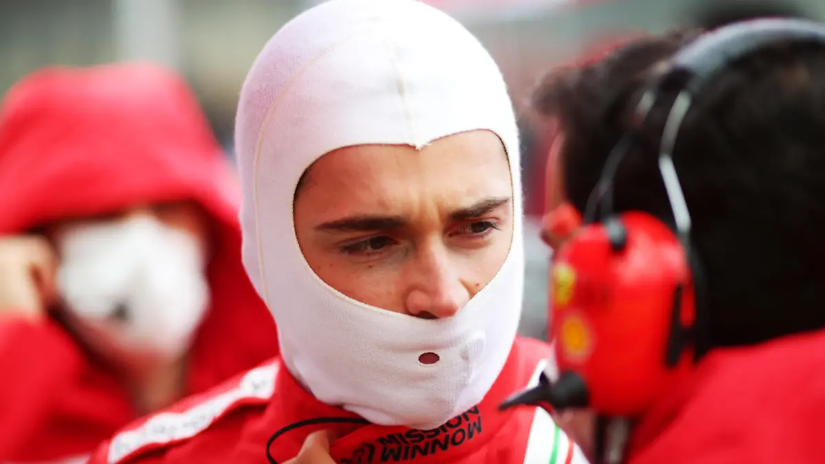 IMOLA, ITALY - APRIL 18: Charles Leclerc of Monaco and Ferrari prepares to drive on the grid prior to the F1 Grand Prix of Emilia Romagna at Autodromo Enzo e Dino Ferrari on April 18, 2021 in Imola, Italy. (Photo by Peter Fox/Getty Images)