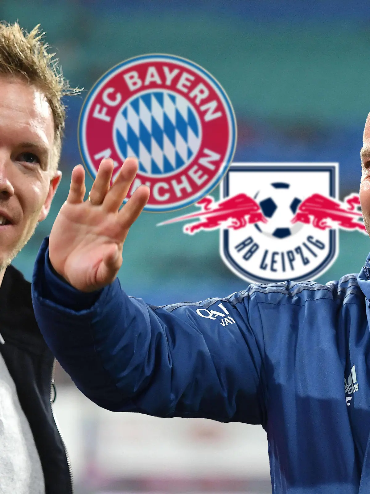 Julian Nagelsmann (li.) und Hansi Flick