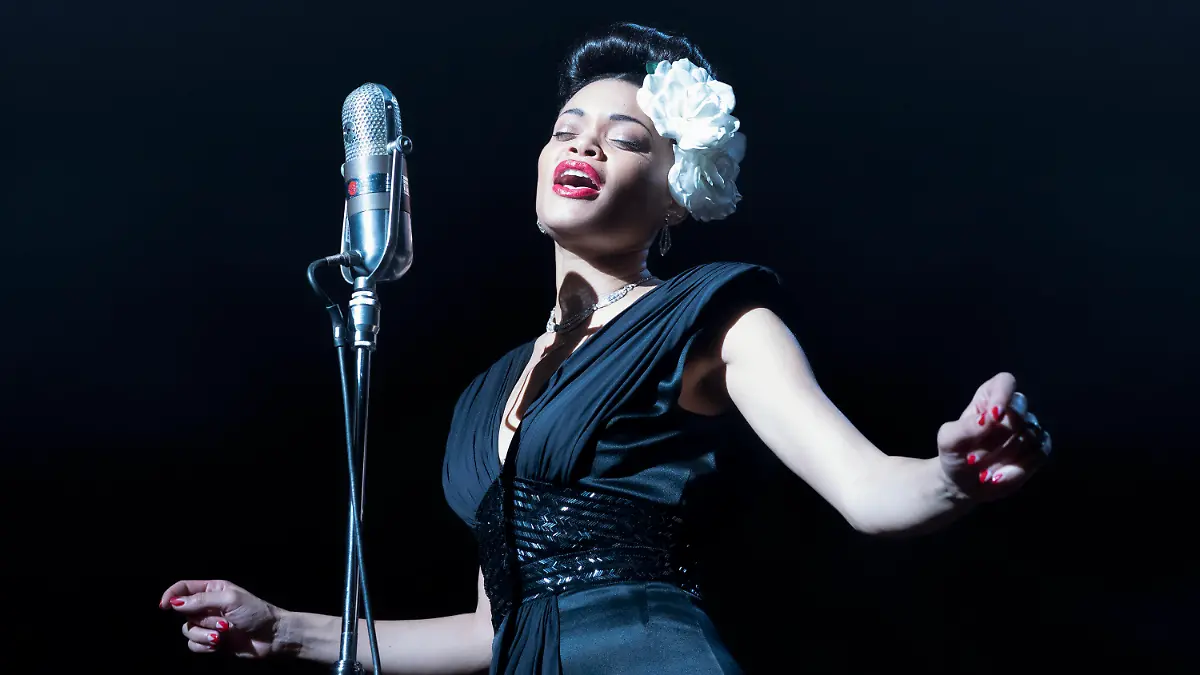 ARCHIV - 23.10.2019, ---: HANDOUT - Andra Day als Billie Holiday in einer Szene des Films «The United States vs Billie Holiday» (undatierte Filmszene). US-Schauspielerin und Sängerin Andra Day hat bei den Golden Globe Awards 2021 den Golden Globe als beste Drama-Darstellerin gewonnen. (zu dpa: «Soulsängerin Andra Day brilliert als Jazzstar Billie Holiday») Foto: Takashi Seida/Paramount Pictures/AP/dpa - ACHTUNG: Nur zur redaktionellen Verwendung im Zusammenhang mit der aktuellen Berichterstattung über die Golden Globe Awards 2021 und nur mit vollständiger Nennung des vorstehenden Credits +++ dpa-Bildfunk +++