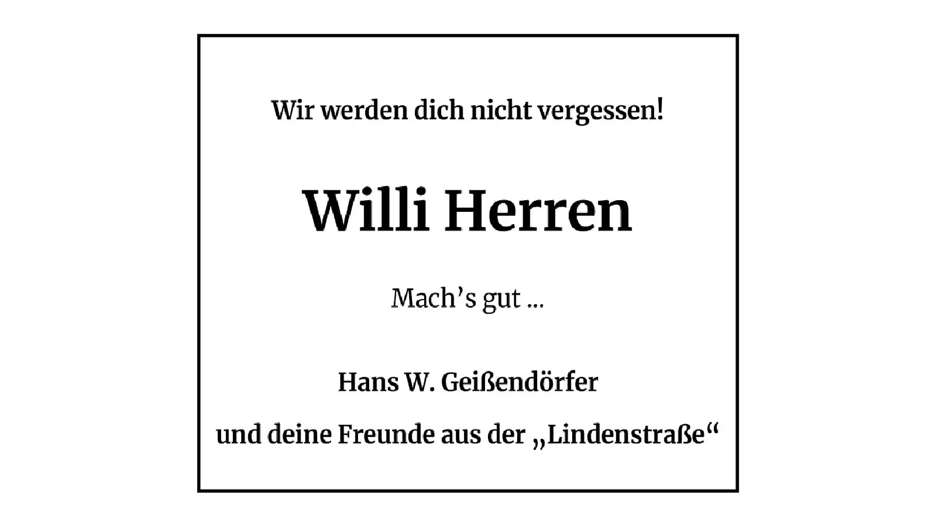 Todesanzeige für Willi Herren