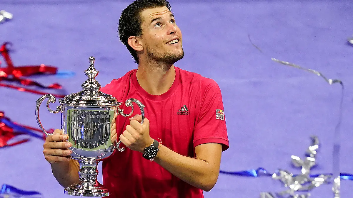 dpatopbilder - 13.09.2020, USA, New York: Tennis: Grand Slam, ATP-Tour - US Open, Einzel, Herren, Finale, Zverev (Deutschland) - Thiem (Österreich): Dominic Thiem aus Österreich reagiert nach dem Sieg. Foto: Seth Wenig/AP/dpa +++ dpa-Bildfunk +++