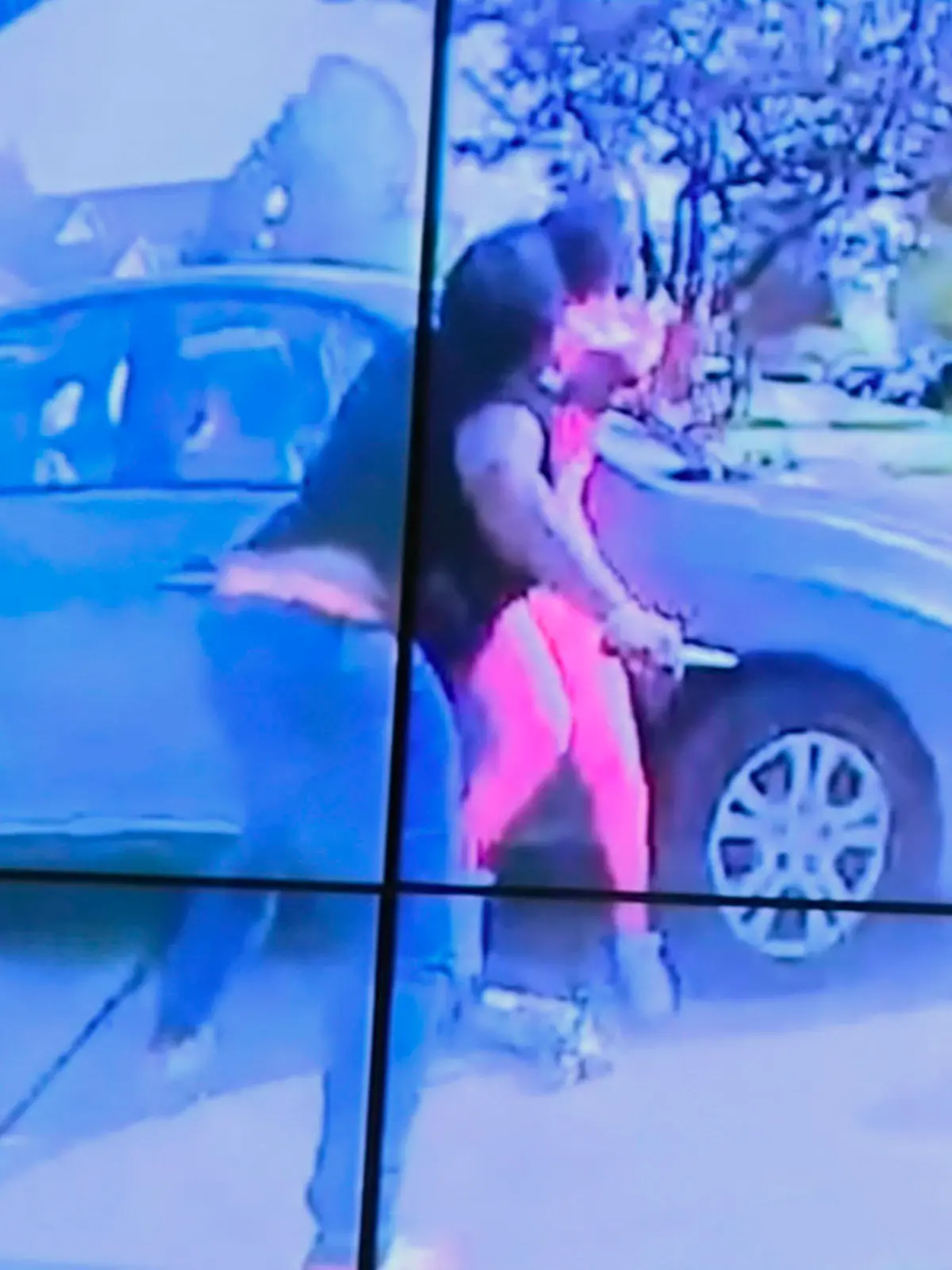 In an image from police bodycam video that the Columbus Police Department played during a news conference Tuesday night, April 20, 2021, a teenage girl, foreground, appears to wield a knife during an altercation before being shot by a police officer Tuesday, April 20, 2021, in Columbus, Ohio. Police shot and the girl just as the verdict was being announced in the trial for the killing of George Floyd. State law allows police to use deadly force to protect themselves or others, and investigators will determine whether this shooting was such an instance, Interim Police Chief Michael Woods said at the news conference. (Columbus Police Department via WSYX-TV via AP)