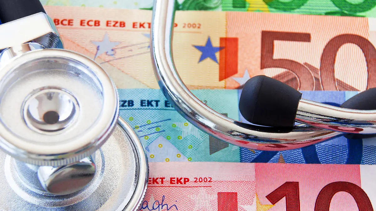Euro cash with stethoscope banner