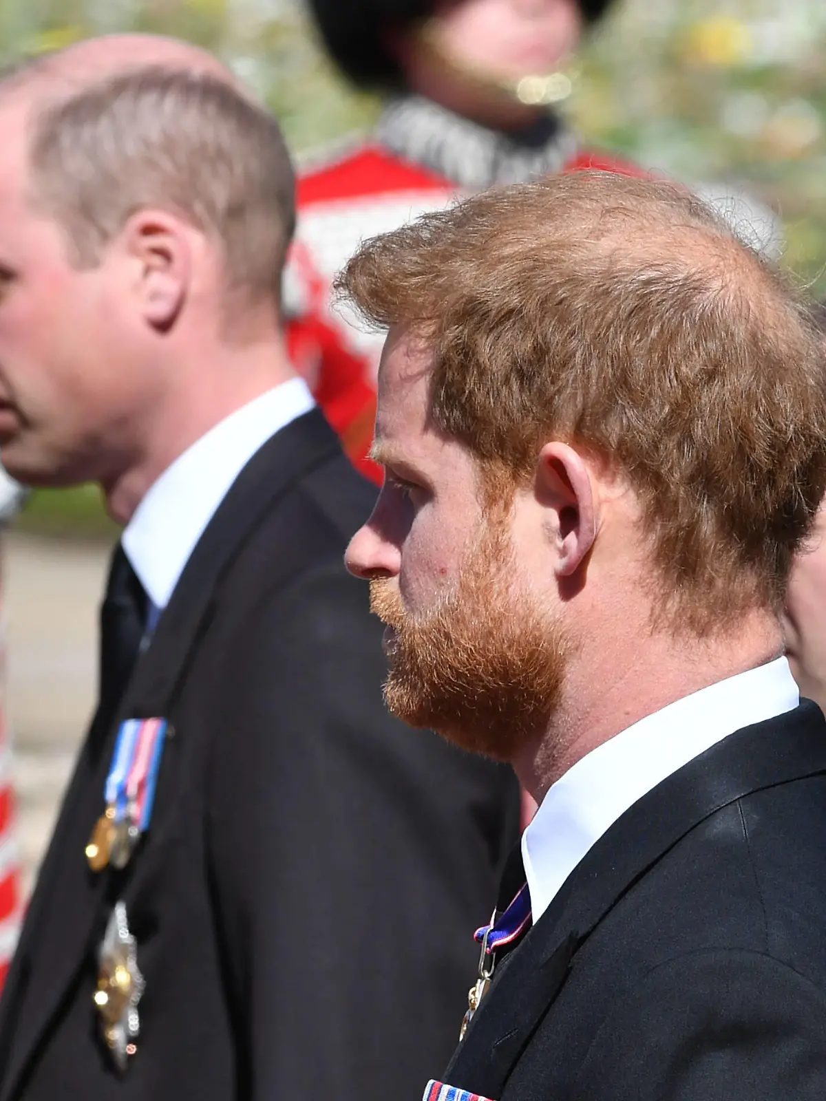 . 17/04/2021. Windsor, United Kingdom. Prince William and Prince Harry at the funeral of Prince Philip, Duke of Edinburgh, at Windsor Castle. PUBLICATIONxINxGERxSUIxAUTxHUNxONLY xPoolx/xi-Imagesx IIM-22126-0335 