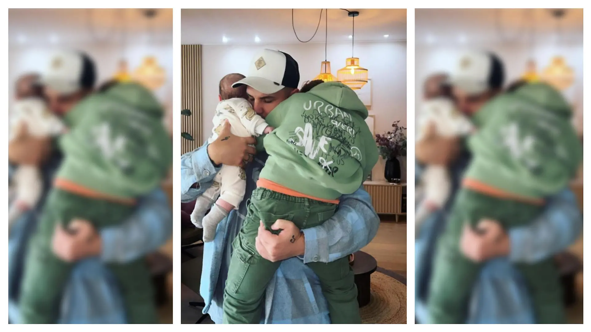 Pietro Lombardi in fester Umarmung mit seinen Kindern