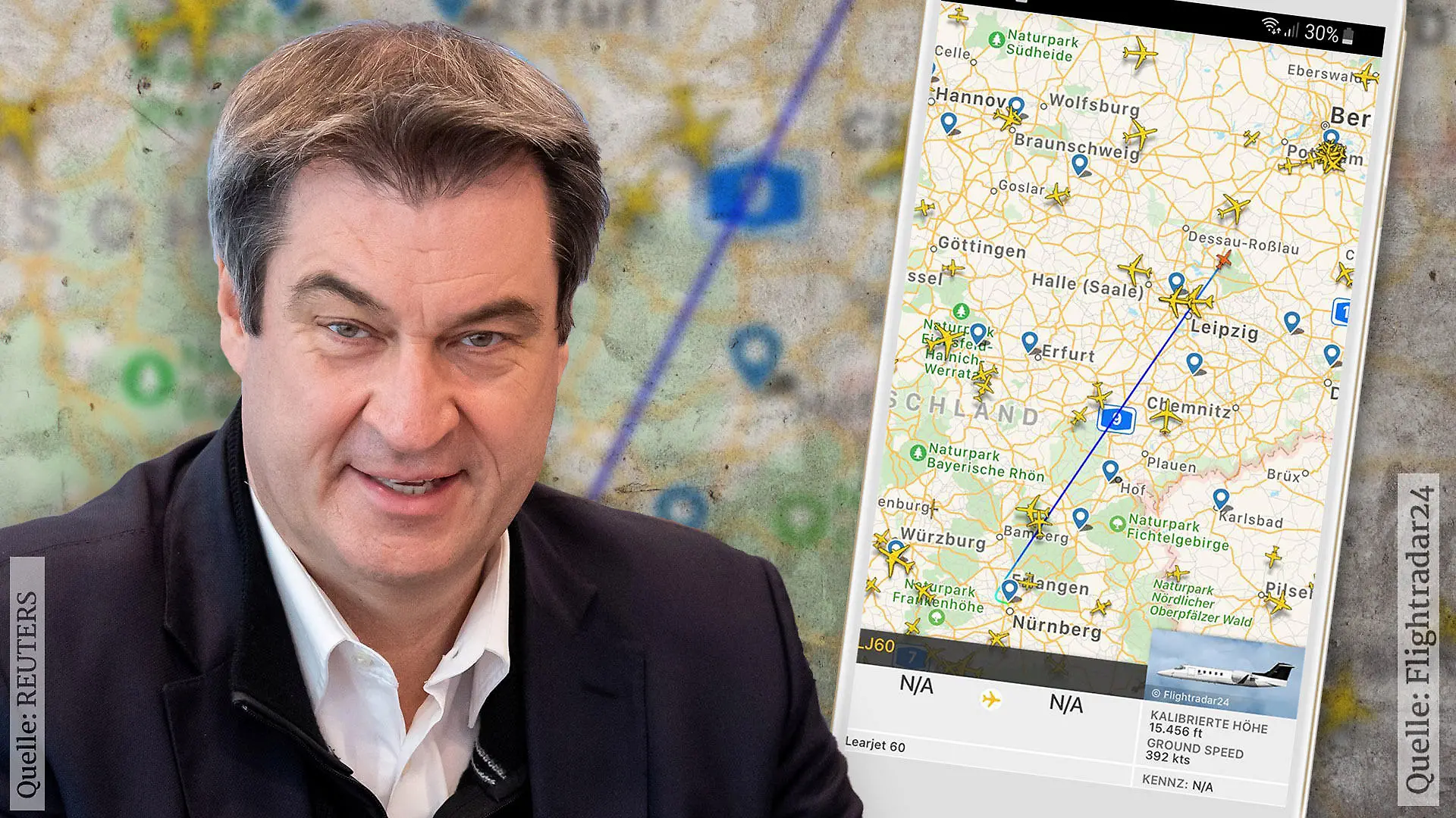 CSU-Chef Söder ist am Sonntag völlig überraschend nach Berlin geflogen.